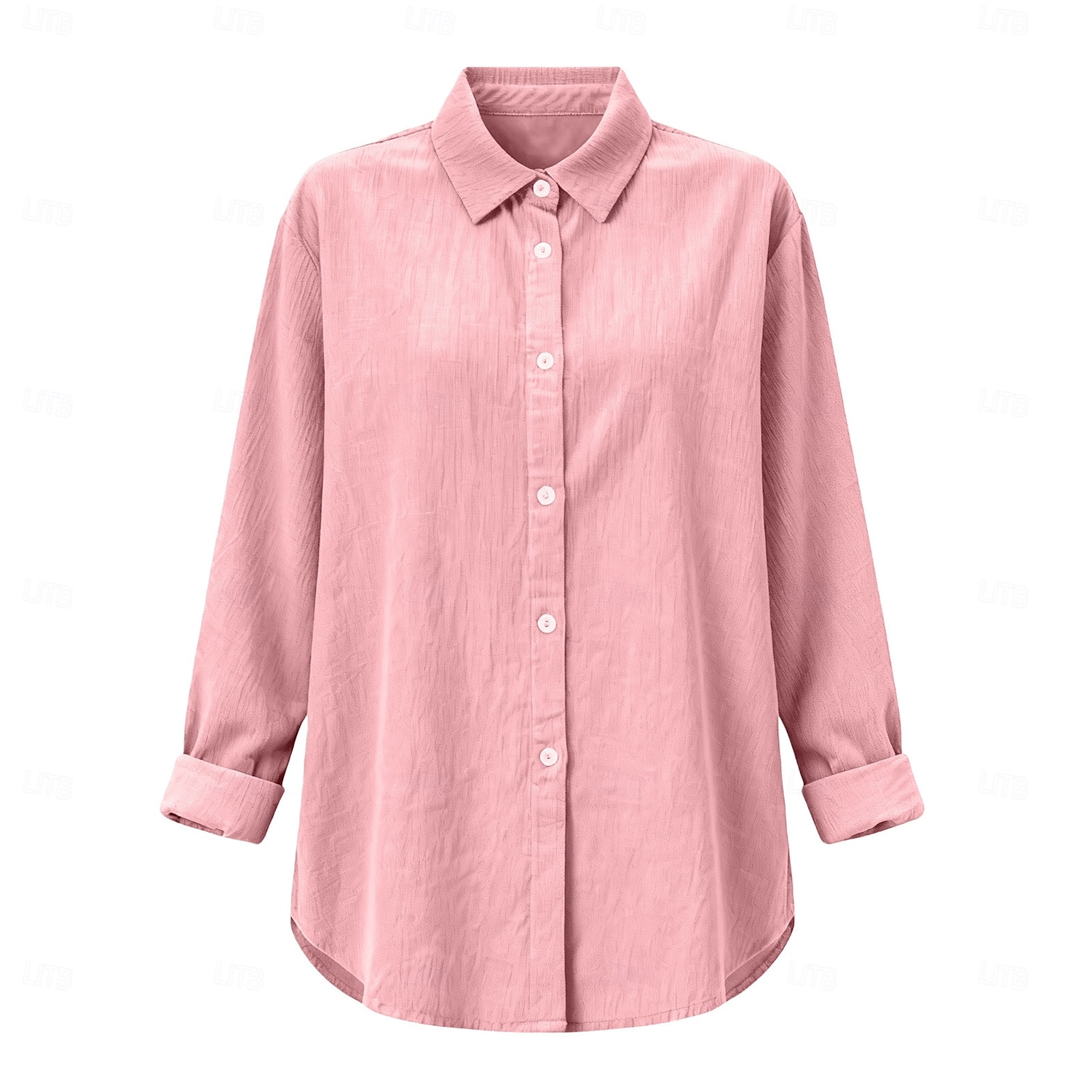 Mujer Blusa Camisa de lino sintético Botones Color sólido Diario Casual Manga Larga Escote en Pico Tops regulares Diario Azul Piscina Blanco Amarillo Rosa Gris Verano Primavera Otoño 2026 - $33.99 –P2