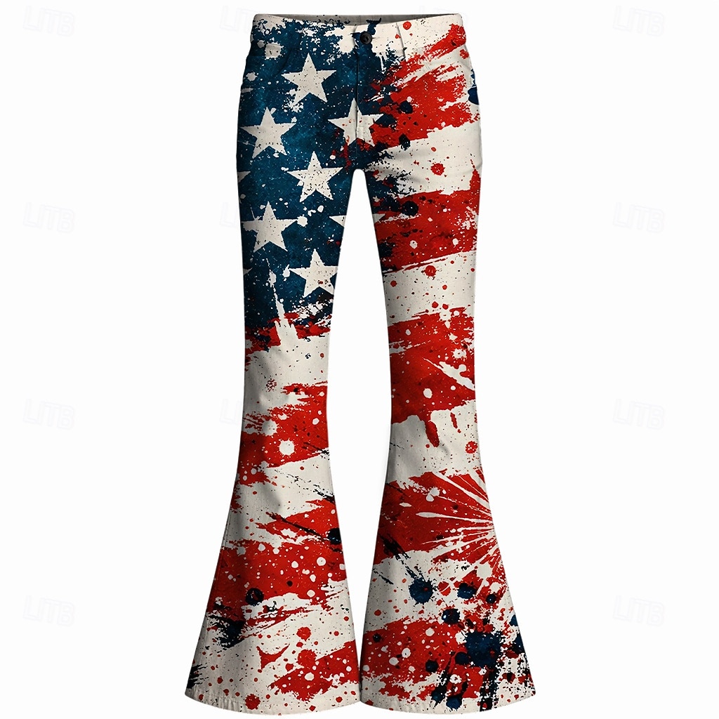 250e jubileum VS Retro vintage Jaren '70 Broeken Bell Bottom broek Hippie Schijf Hoge taille Kostuum Dames Maskerade 4 juli Feest Independence Day Volwassenen Broeken 2026 - BHD 14.26 –P2