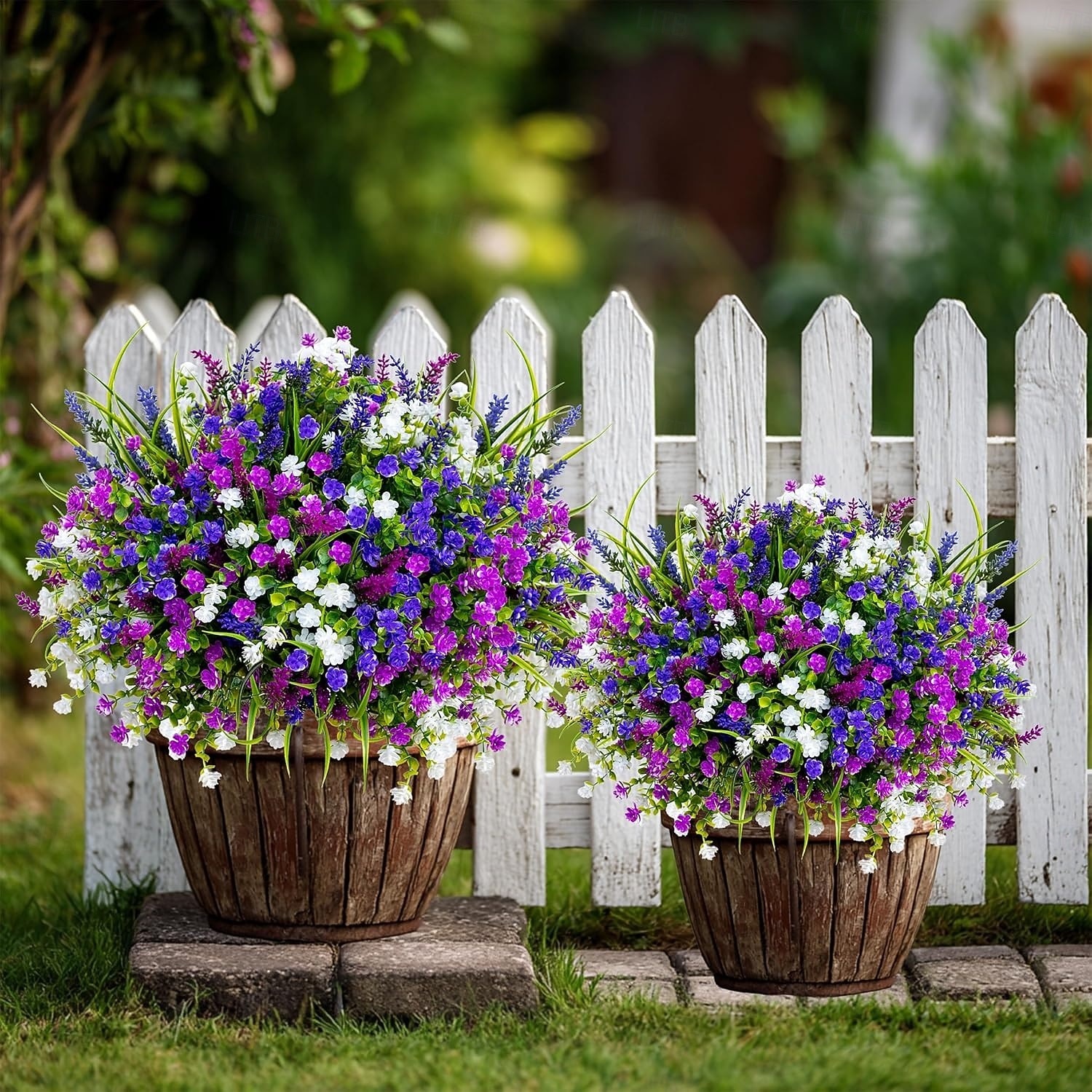 20 חבילות פרחים מלאכותיים לחוץ צמחים מלאכותיים ירק חיצוני דמוי עץ תאשור ללא דהייה שיחים מפלסטיק לעיצוב הבית גינת חווה (מעורב, 3 צבעים מג'נטה סגול לבן) 2026 - $31.99 –P5