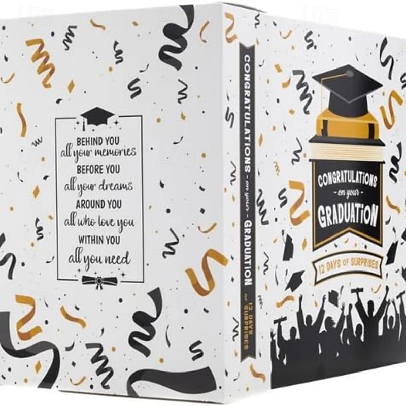 Calendario dell'Avvento di laurea di 12 giorni, scatola regalo vuota, elegante scatola di carta per laurea, confezione regalo a sorpresa da riempire per la laurea, scatola regalo con cappello di del 2026 a $16.99 –P2