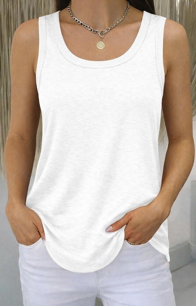 Pentru femei Mărime Plus Tricou Bluză Culoare solidă Elegant Epocă Stilat Fără manșon În U Topuri lungi Zilnic Sport Ieșire Negru Alb Bleumarin Mov Trifoi Vară Primăvară 2026 - $19.99 –P3