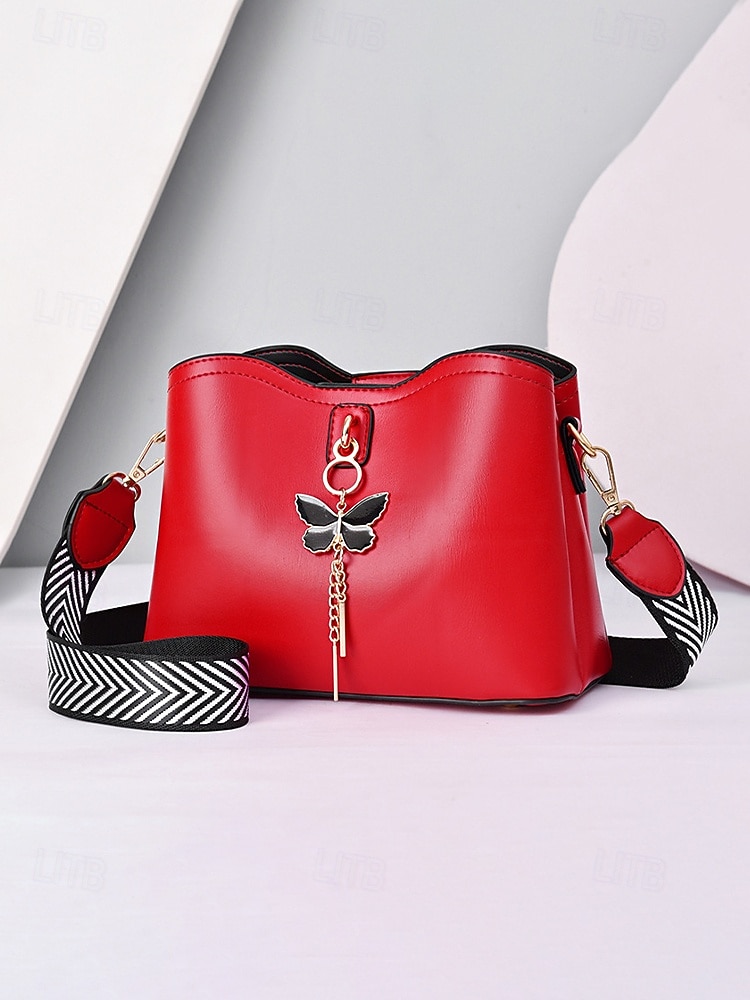 Bolsa transversal feminina em couro sintético com alça ajustável, pingente de borboleta, bolsa casual chique multicolorida para uso diário, deslocamento para o trabalho e passeios de férias. de 2026 por $26.99 –P12
