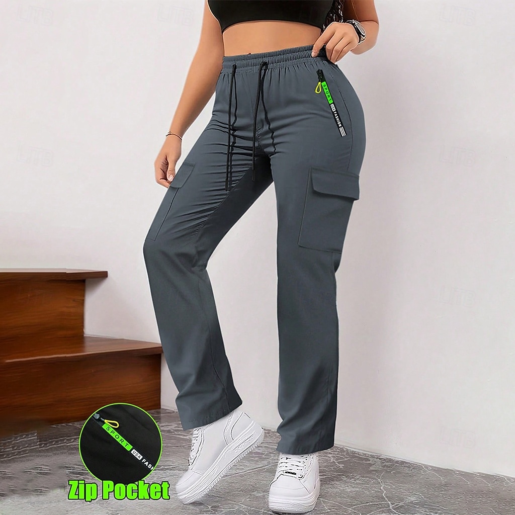 Per donna Pantaloni Cargo Pantaloni Pantaloni da Lavoro Pantaloni Estivi Vacanza Moda Casual Quotidiano Lunghezza intera Vita Alta Semplice Coulisse Elastico in vita Tasca con cerniera Comodit del 2026 a $22.99 –P3