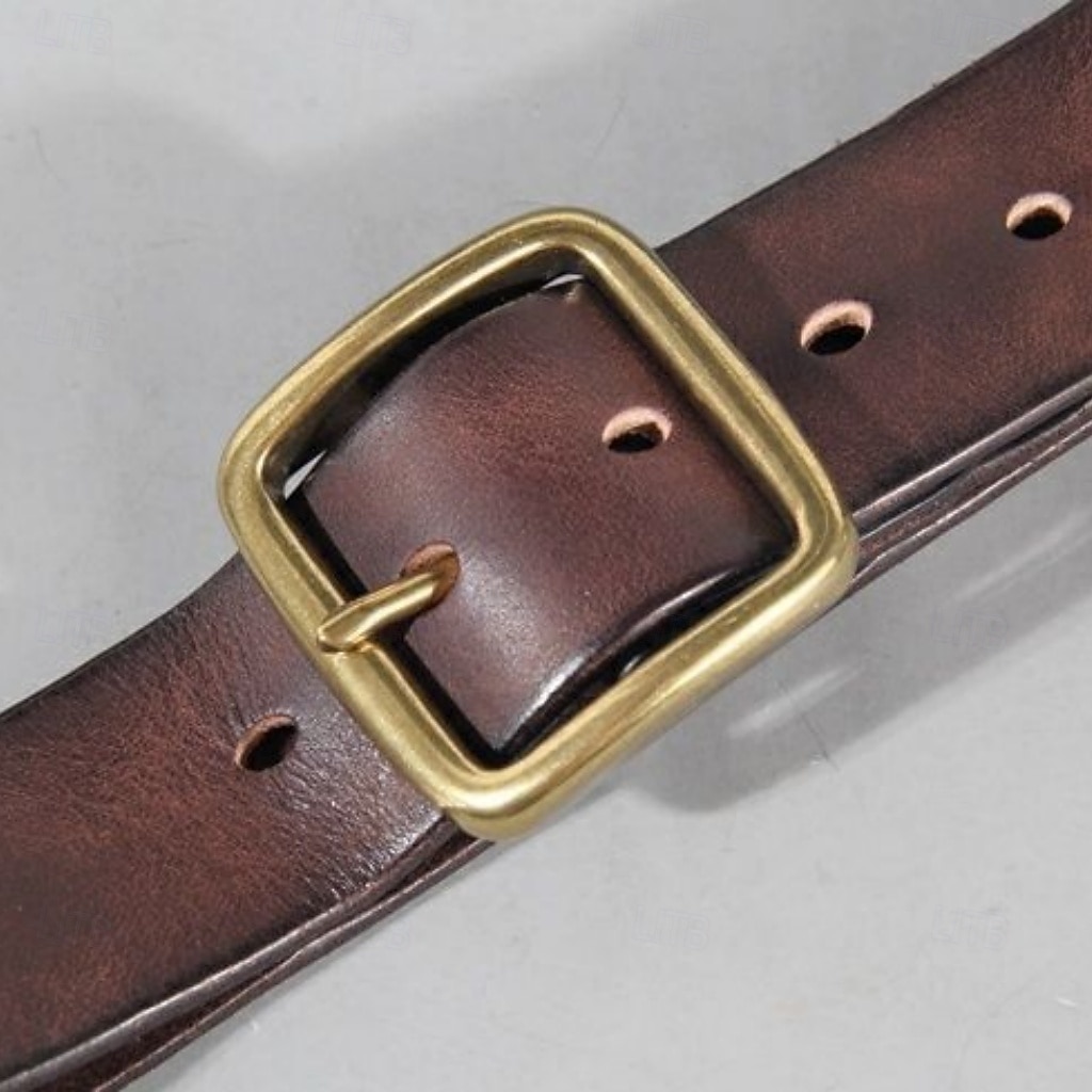 Hombre Cinturón Hebilla automática Cobre Cuero Vintage Ropa de calle Ocio Color sólido Rojo tinto Negro Diario Exterior Negocio Formal Cinturón de Cintura 2026 - $43.99 –P7