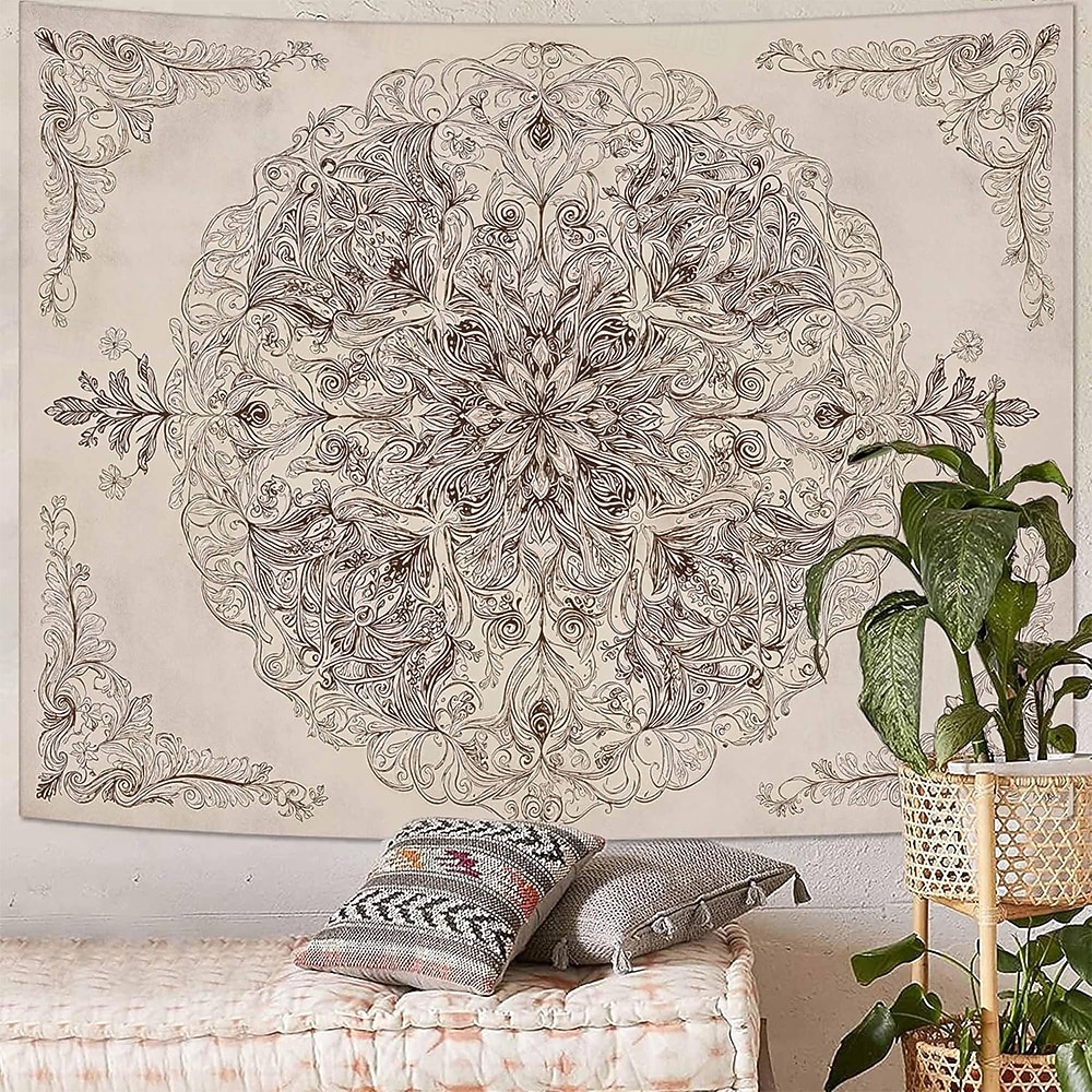 tapeçaria de parede com mandala floral em tons pastel de rosa aquarela, estilo boho romântico, com guirlanda de flores pêssego, ideal para decoração de quarto ou dormitório feminino. de 2026 por $19.99 –P5