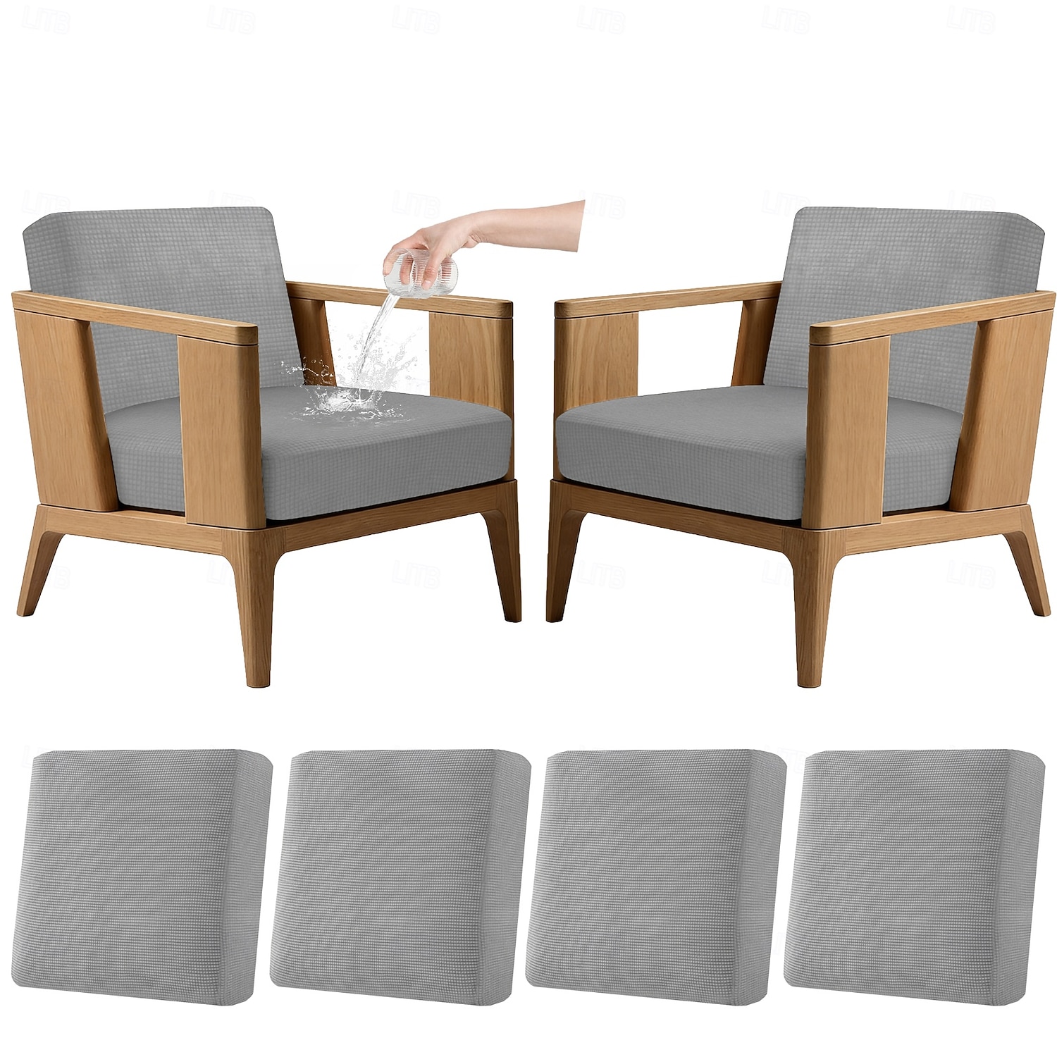 4 stuks stretch kussenhoezen voor buiten, 100% waterdicht, vervangende hoezen voor tuinbanken en -sofa's, wasbare en herbruikbare meubelbeschermers. 2026 - $45.99 –P17