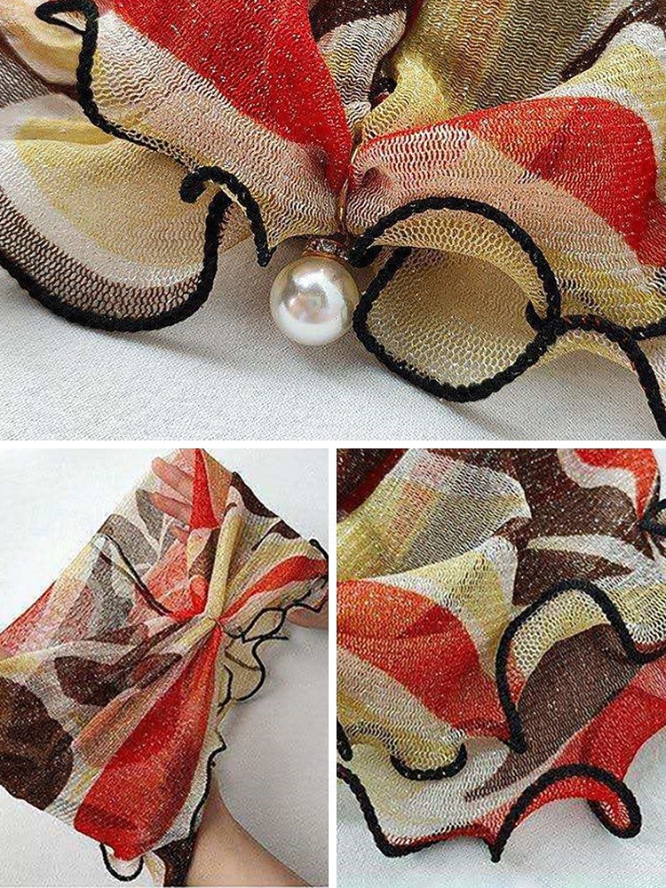 sciarpa in chiffon di poliestere in stile bohémien da donna, stampe floreali multicolori, fascia versatile, perfetta per l'abbigliamento casual quotidiano e le vacanze al mare del 2026 a $9.99 –P9