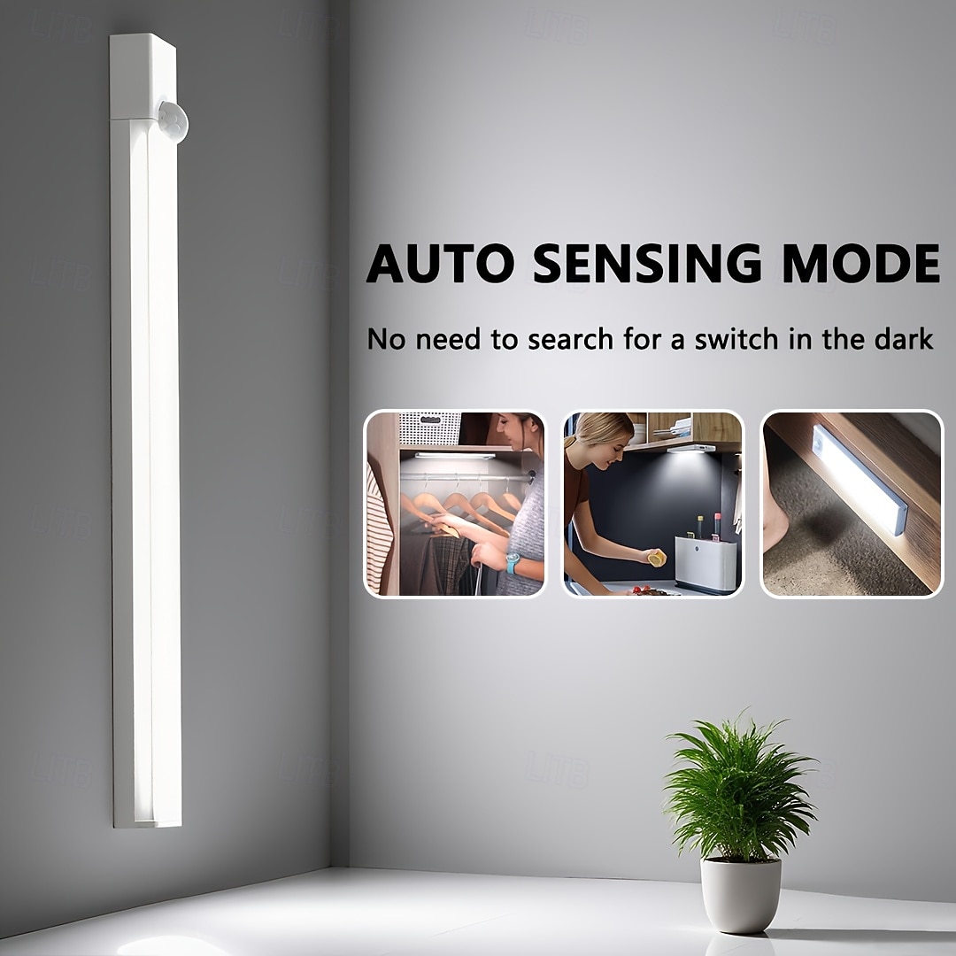 6 Pcs Magnetic Smart Motion Sensor USB Rechargeable Cabinet Lights, 3-Color Dimmable, 3 Lighting Modes, LED Strip Lights for Indoor, Bedroom, Hallway, Bathroom, Cabinets, Staircase, 10/20/30cm 2026 - $23.99 –P3