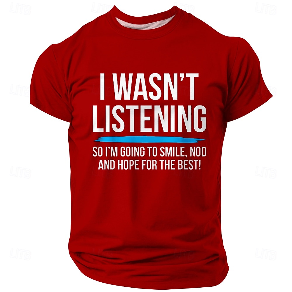 Men's I Wasn't Listening So I'm Going To Smile Nod And Hope For The Best Funny Sarcastic T Shirt Graphic Regular Fit Short Sleeve Crew Neck Casual Gift Designer Clothing Apparel S M L XL XXL XXXL 2026 - $22.99 –P3