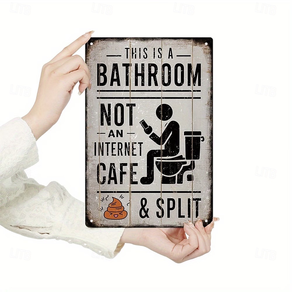 Este es un letrero de baño, no de cibercafé, divertido letrero de hojalata de metal para baño, decoración de pared humorística vintage, arte de pared de baño de aluminio rústico para casa de campo, 2026 - $9.99 –P8