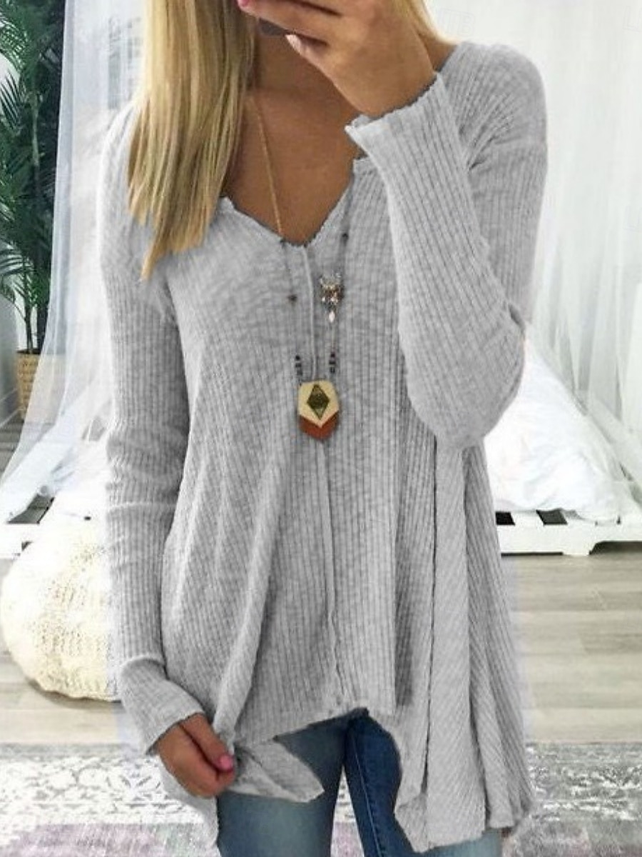 Damen Hemd Bluse Patchwork Knöpfe Einfach Vintage Stilvoll Klassisch Langarm V Ausschnitt Lange Oberteile Täglich Ferien Ausgehen Schwarz Weiß Rosa Königsblau Khaki Sommer Frühling 2026 - $19.99 –P4