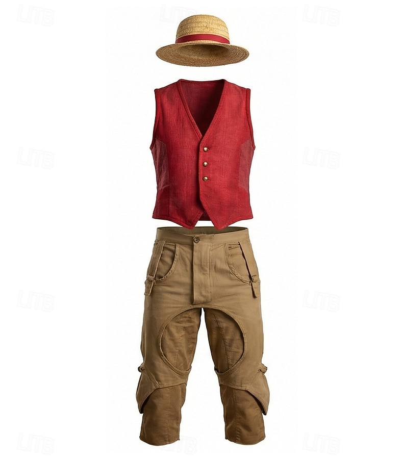 Ocean Adventurer Kapitan Pirat Słomkowy Kapelusz Kostium Cosplay Stroje Anime Cosplay for Męskie Dla dzieci Dla dorosłych Halloween Karnawał Impreza 2026 - $60.99 –P4