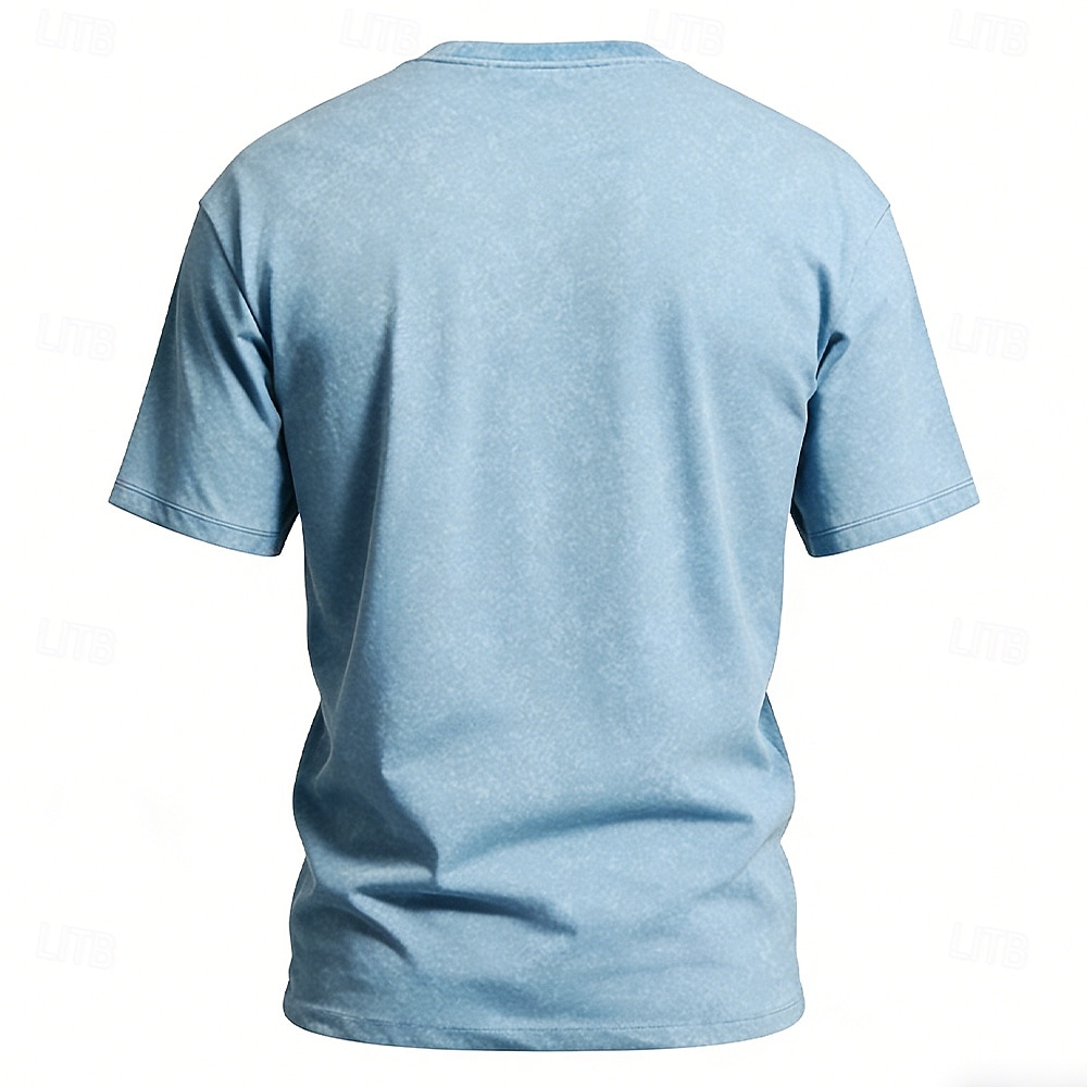 T-shirt da uomo "dream by the sun rest by the moon" con mandala sole e luna, stile boho celeste, lavaggio acido, stile streetwear vintage, grafica, manica corta, girocollo, casual, abbigliamento del 2026 a $21.99 –P4