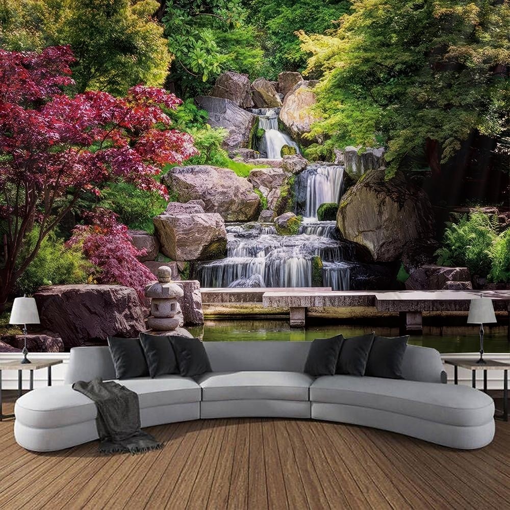 Tapiz de pared 3D realista con paisaje natural, cascada y lago azul, bosque de ensueño, montaña y flores. Tapiz colgante para sala de estar, dormitorio, residencia estudiantil, hogar y oficina. 2026 - $45.99 –P8