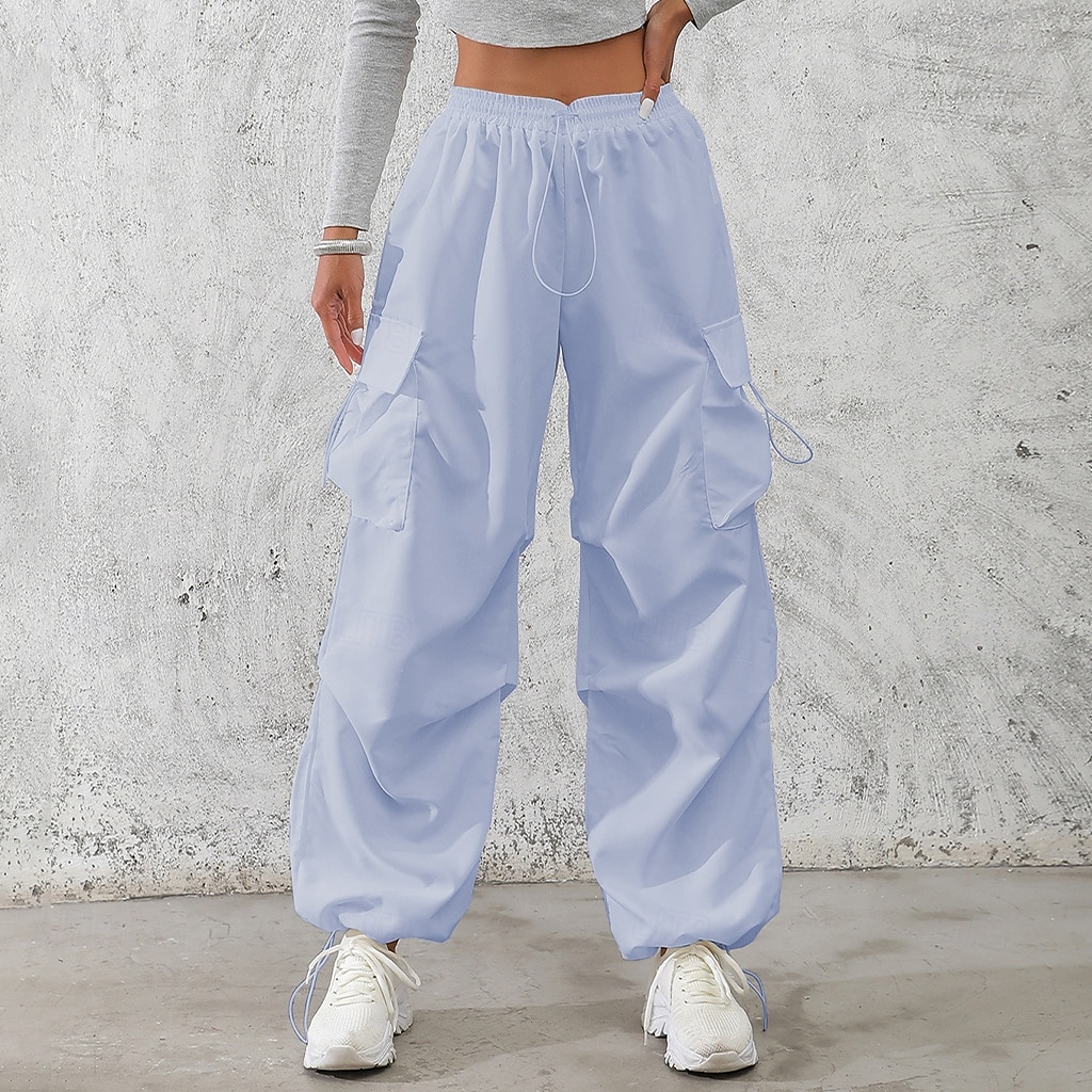 Per donna Pantaloni Cargo Pantaloni Pantaloni da Lavoro Pantaloni Estivi Vacanza Moda Casual Quotidiano Lunghezza intera Misura del girovita medio Semplice Coulisse Tasca Elastico in vita Comodit del 2026 a $34.99 –P8