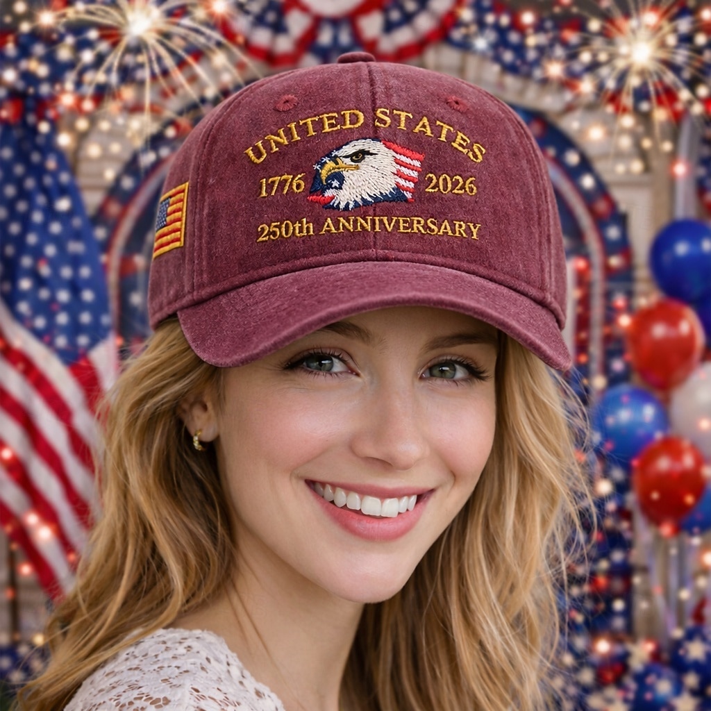 Cappello unisex 250° anniversario/indipendenza, berretto da baseball, portatile, traspirante, quotidiano, per esterni, strada, ricamo, bandiera del 2026 a $12.99 –P1