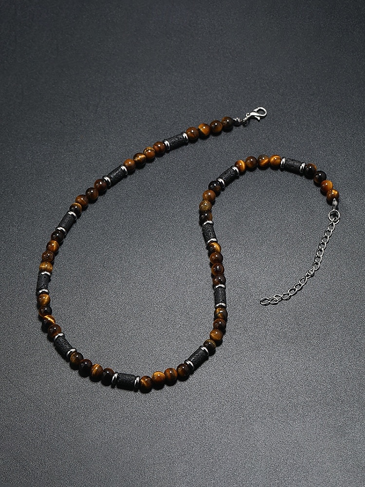 Pánský náhrdelník s přírodními kameny v bohémském stylu, vícebarevný, ideální pro každodenní nošení i dovolenou u moře 2026 - $11.99 –P6