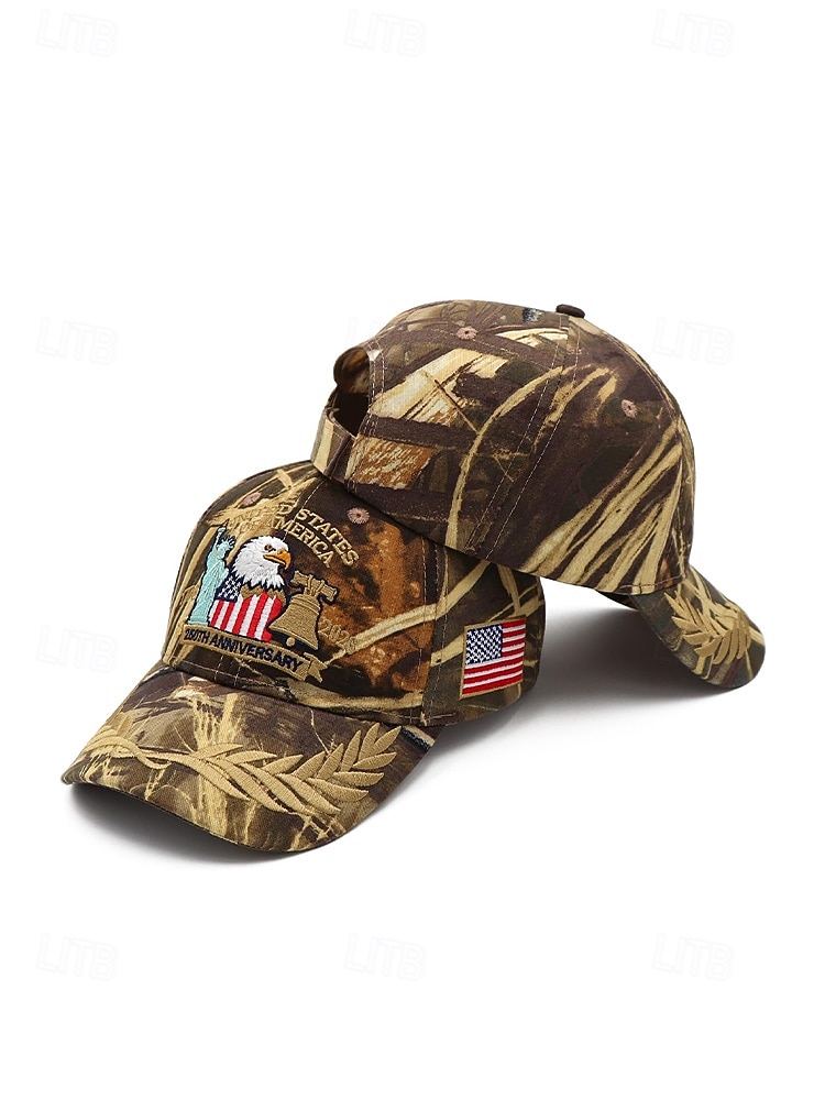 Męska haftowana czapka baseballowa z poliestru z orłem i flagą amerykańską, wielokolorowa, regulowana, patriotyczna czapka na 250. rocznicę USA, Dzień Niepodległości, strój na co dzień, stylizację na podróże i wakacje 2026 - $14.99 –P10