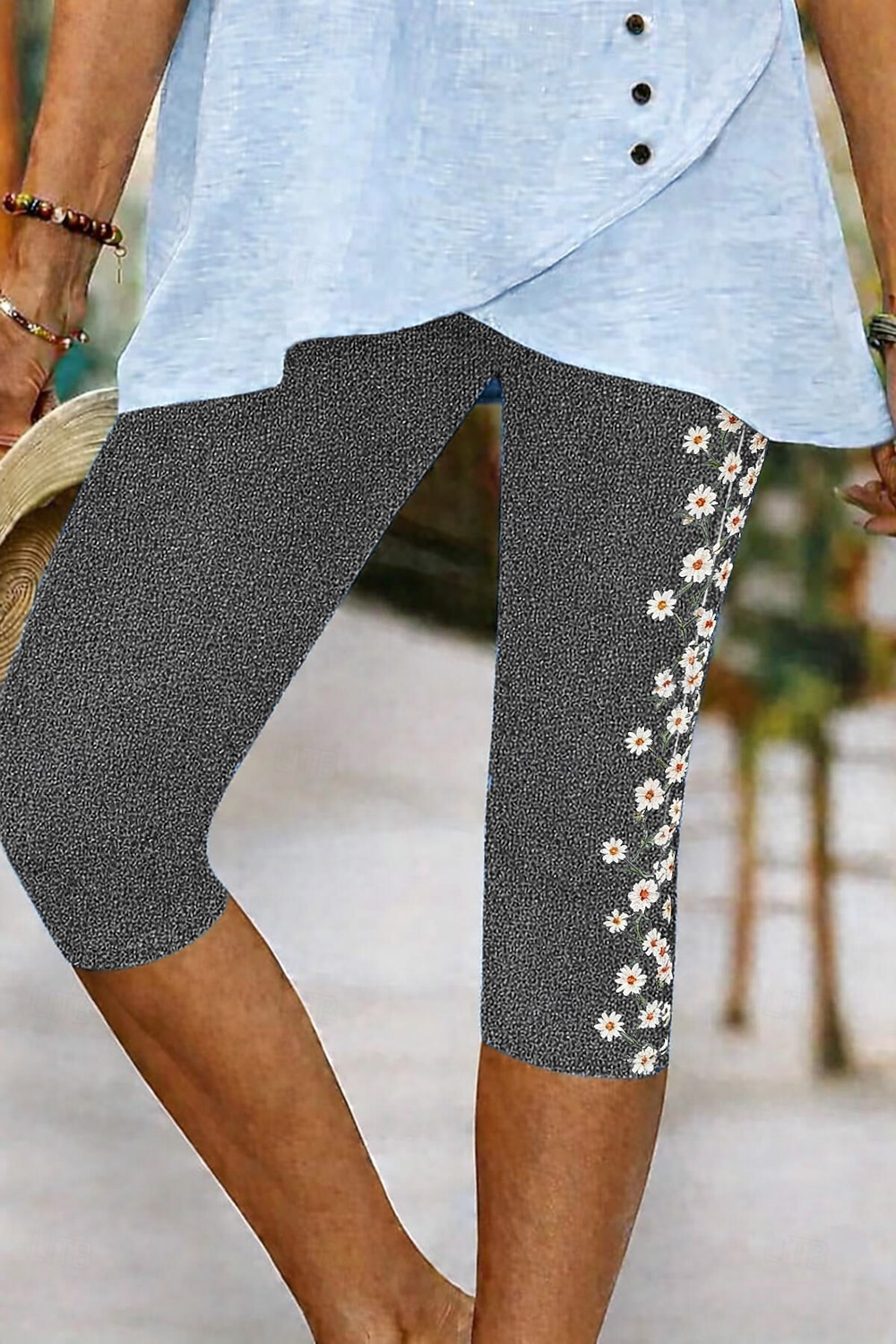 Damskie Spodnie capri Typu Chino Getry Urlop Zabytkowe Moda miejska Długość do łydki Wysoka talia Kwiaty Graficzny Drukowanie Komfort Miękka Wygodny Elastyczny Codzienny Na zewnątrz Urlop Niebieski 2026 - $19.99 –P5