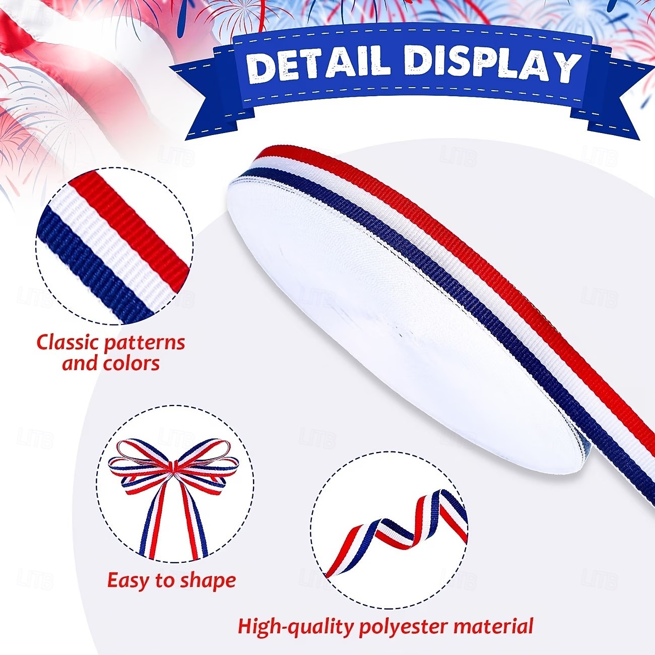 hazafias piros, fehér &kék csíkos szalag, fél tekercs – 1968 hüvelykes anyag július 4-i ünnepre, barkácsolás, varrásprojektek &emléknapi dekorációk 2026 - AU $16.31 –P5