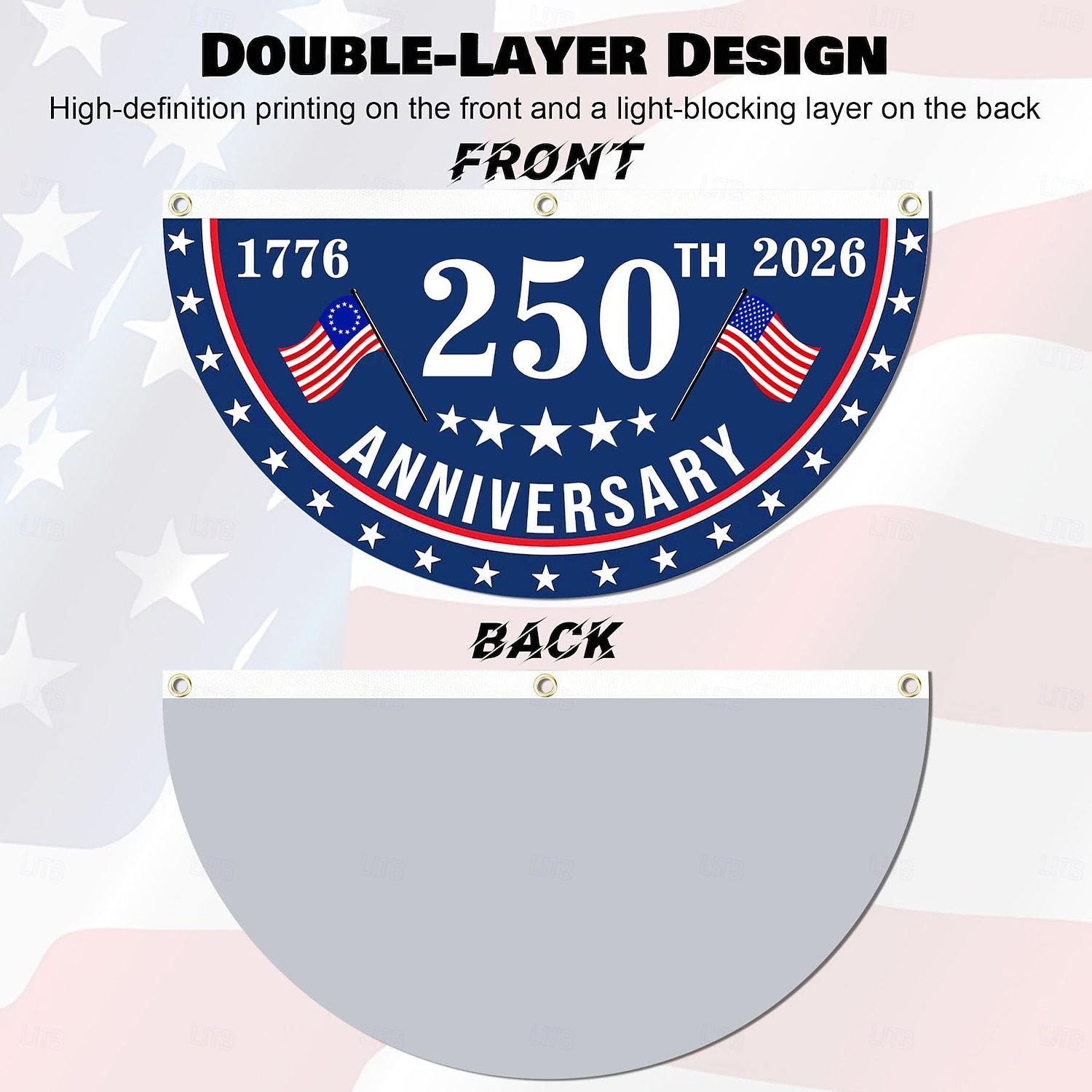 2 darab USA 250. évfordulós zászló 1,5X3 FT 1776-2026 szurkolói zászlók patriotikus csillagok kültéri díszek frontajtóra teraszra üdvözlő háttér fém grommetekkel 2026 - $17.99 –P3