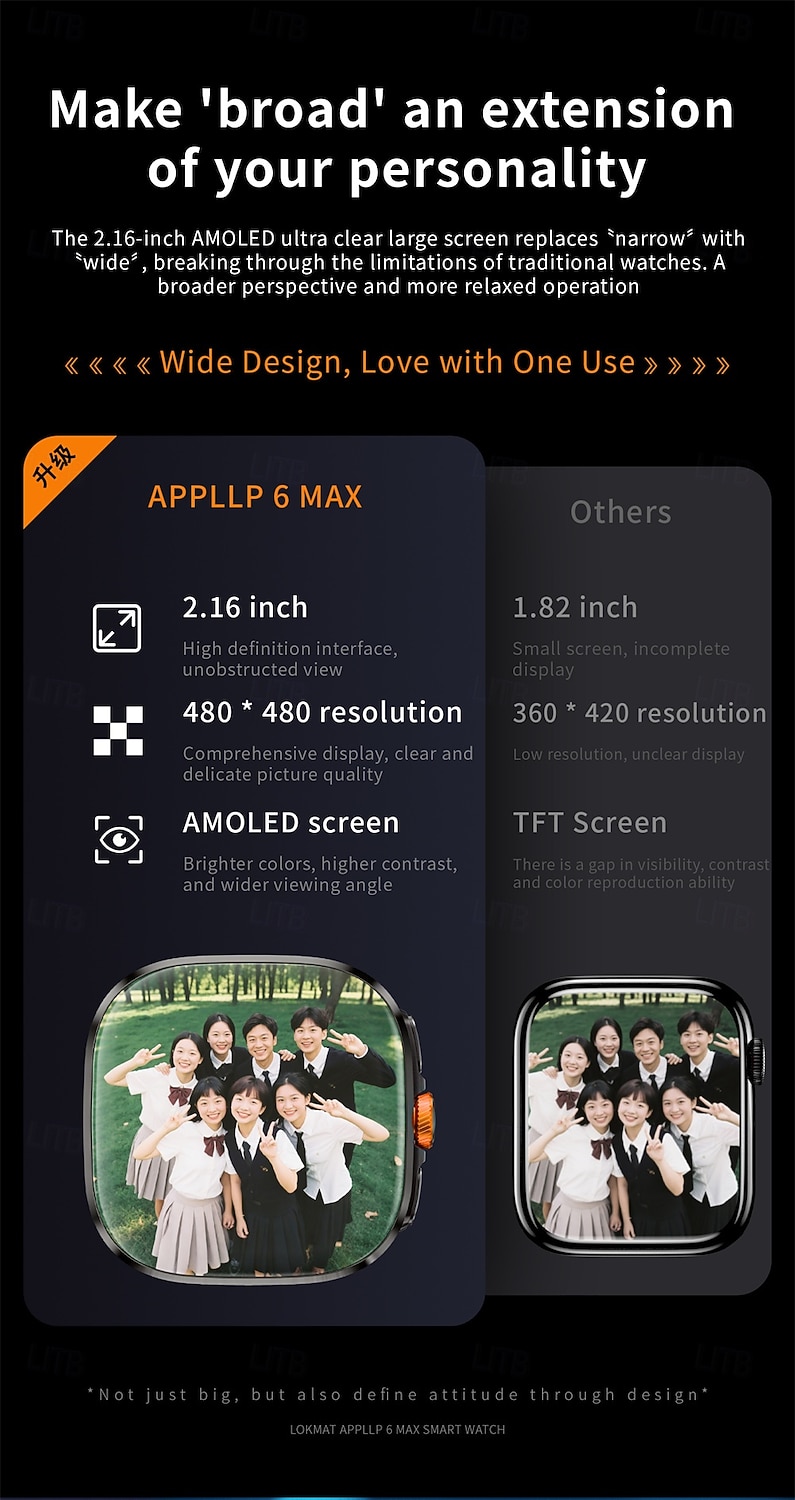 LOKMAT APPLLP 6 MAX Smart Watch 2.16 inch 4G LTE Cellular Smartwatch Phone Pedometer Call Reminder Sleep Tracker Compatible with Android iOS Unisex GPS Hands-Free Calls Media Control IPX-4 48mm Watch 2026 - $213.09 –P3