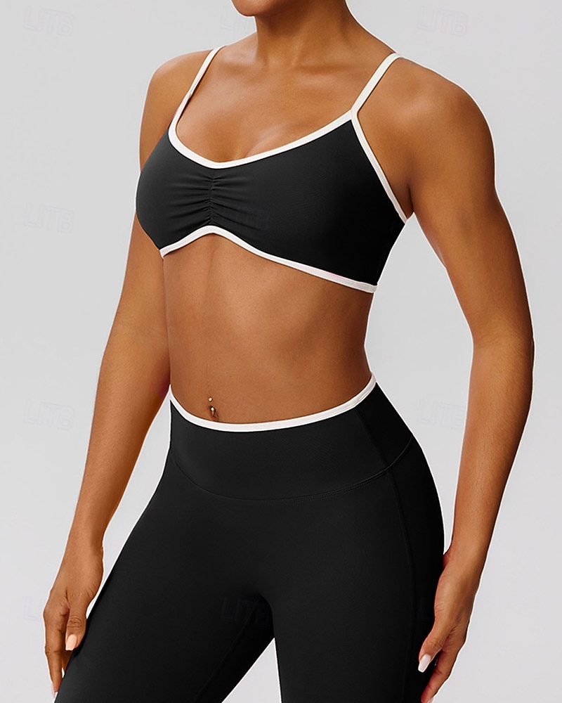 Damskie Biustonosz do jogi Biustonosz Pilates Stanik sportowy Bielizna Push Up Antywibracyjny Oddychający Z marszczeniami Wyściełany Jednokolorowe Sport Odzież sportowa Czarny Żółty Bieganie Zdatno 2026 - $21.99 –P17