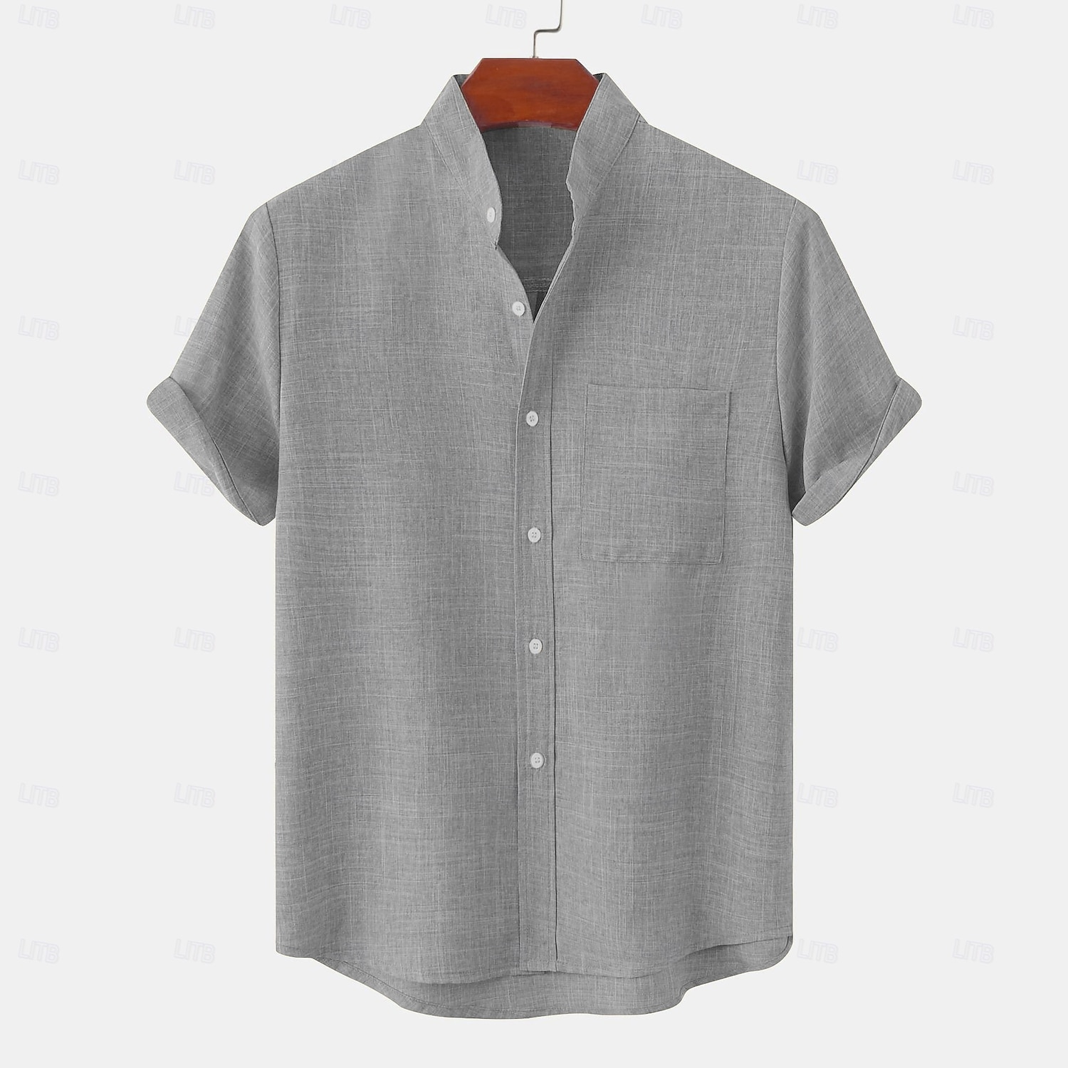 Hombre Camisa de lino Camisa casual Camisa con cuello mao Plano Playa Vacaciones Negro Blanco Amarillo Rosa Manga Corta Henley Primavera verano Ropa Bolsillo delantero 2026 - $9.99 –P10