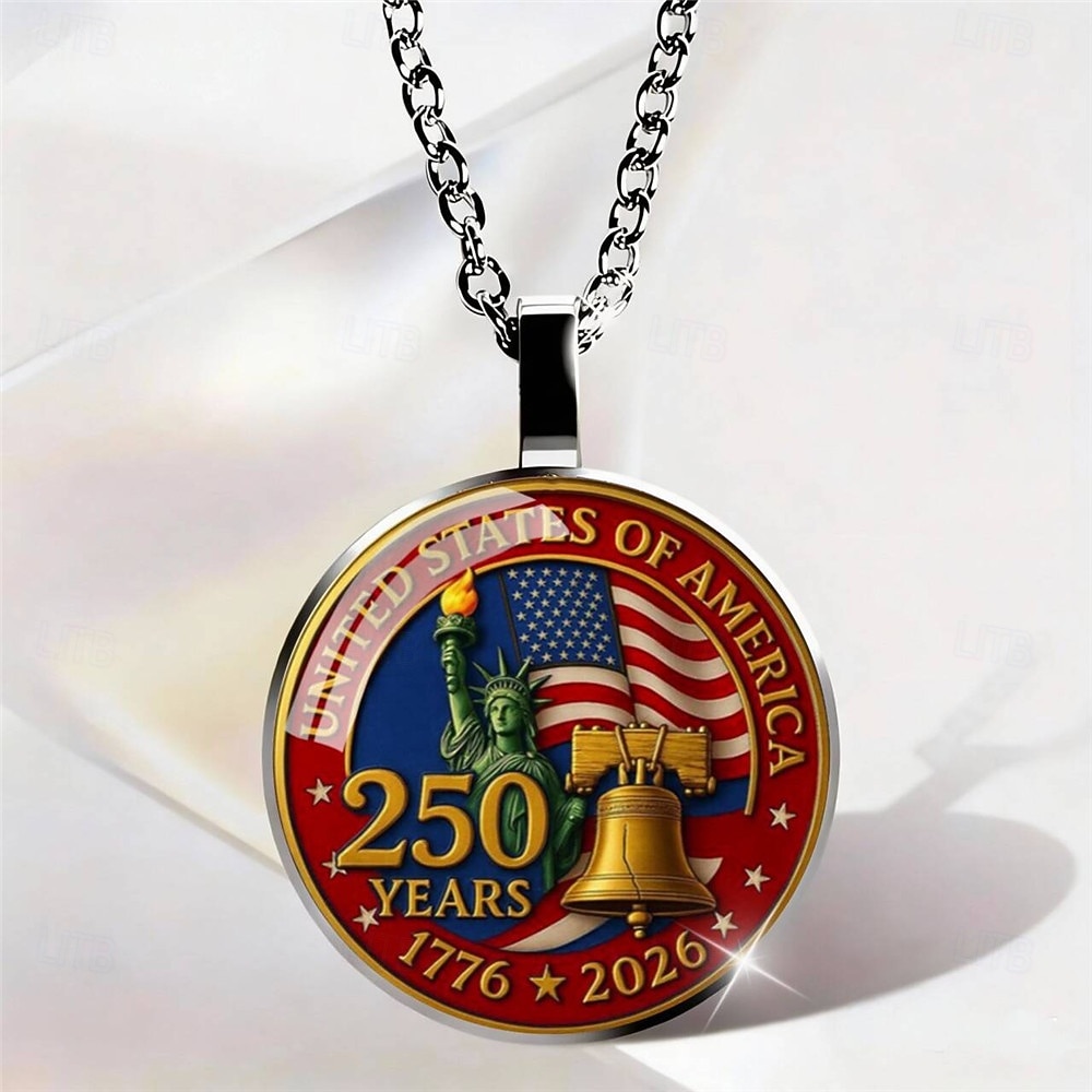 Σετ κολιέ 3 τεμαχίων για την 250ή επέτειο των ΗΠΑ – μενταγιόν 2d με αετό και αμερικανική σημαία, πατριωτικό αναμνηστικό κόσμημα, συλλεκτικό 1776-2026, ημέρα ανεξαρτησίας, 4η Ιουλίου, δώρο υπερηφάνειας για τις ΗΠΑ 2026 - $9.99 –P6