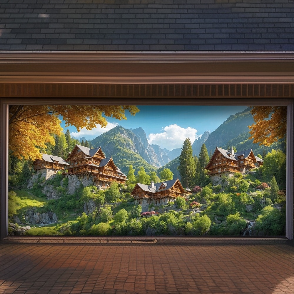 Zauberwald, Magie, leuchtend grüne Bäume, Sonnenlicht, Nebel, Teich, Naturlandschaft, Garagentorbanner, Wandbild, Garten, Hausfassade, Partykulisse 2026 - $49.99 –P4