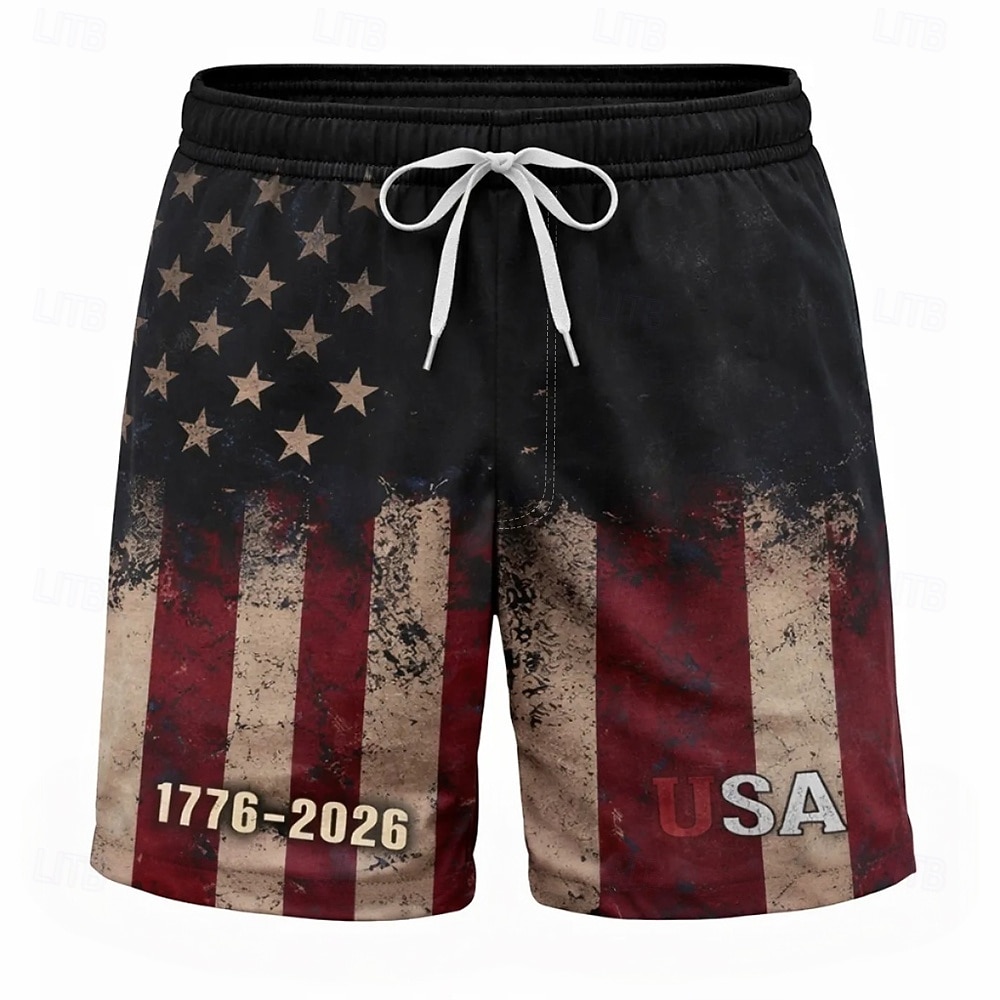 Per uomo 4 luglio, 250° anniversario degli Stati Uniti Bandiera degli Stati Uniti 1776 Costumi da bagno Pantaloncini da mare Pantaloncini da Surf Misura del girovita medio Patriotico Ferie Tasche del 2026 a $20.99 –P1