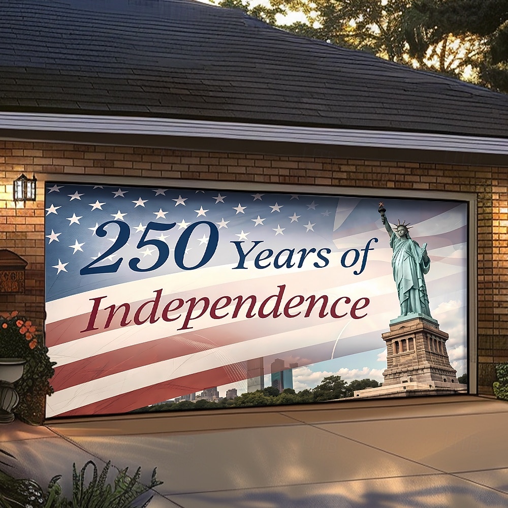 4 de julio de 2026 250º Día de Memorial Tapiz Cubierta de puerta de garaje Gran fondo colgante Bandera Americana Vintage 3D Fiesta Patriótica Fondos de tiro al aire libre Decoración del hogar de la 2026 - $59.99 –P5