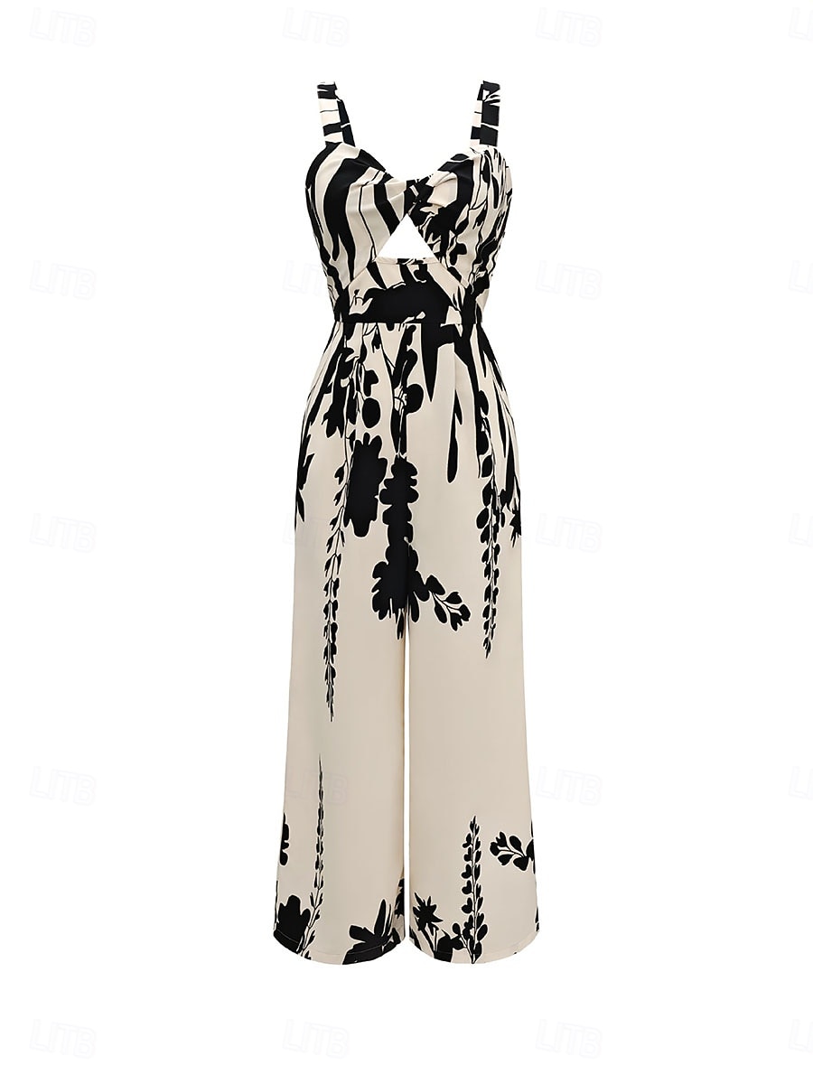 Mujer Normal Mono Activo Floral Sin Mangas Perneras anchas Escote Cuadrado Estampado Espalda al Aire Diario Vacaciones Ajuste regular Albaricoque Verano 2026 - $29.99 –P3