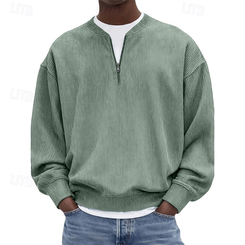 Voor heren Sweatshirt Sweatshirt met kwartrits blauw Zwart Wit Lichtgroen Marineblauw Halve rits Effen Kwart ritssluiting Dagelijks Sport & Outdoor Feestdagen Polyester Streetwear Basic Casual Lente 2026 - $32.99 –P4