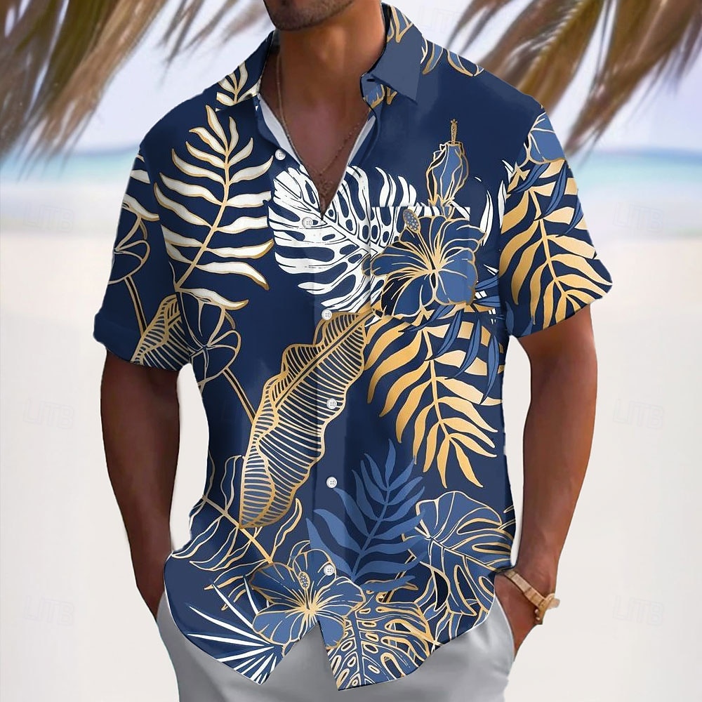 Per uomo Foglia di palma Palma di Cocco Piante Tropicali Camicia hawaiana estiva Camicia con Bottoni Camicia Aloha Manica Corta Hawaiano Vacanza Estate Primavera Collo ripiegato Stampa 3D camicie con del 2026 a $25.99 –P1
