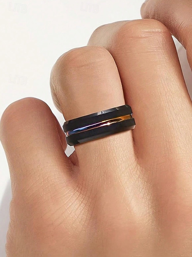 anello multicolore in acciaio inossidabile da uomo: disponibile in diverse misure, design elegante, perfetto per matrimoni, feste e abbigliamento casual per le vacanze del 2026 a $9.99 –P3