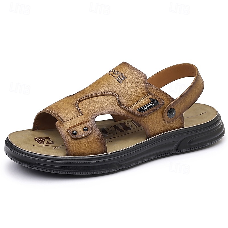 Sandale de vară pentru bărbați, maro deschis, cu barete reglabile – piele moale, ușoare, casual, perfecte pentru plajă, activități în aer liber și utilizare zilnică 2026 - $42.99 –P6