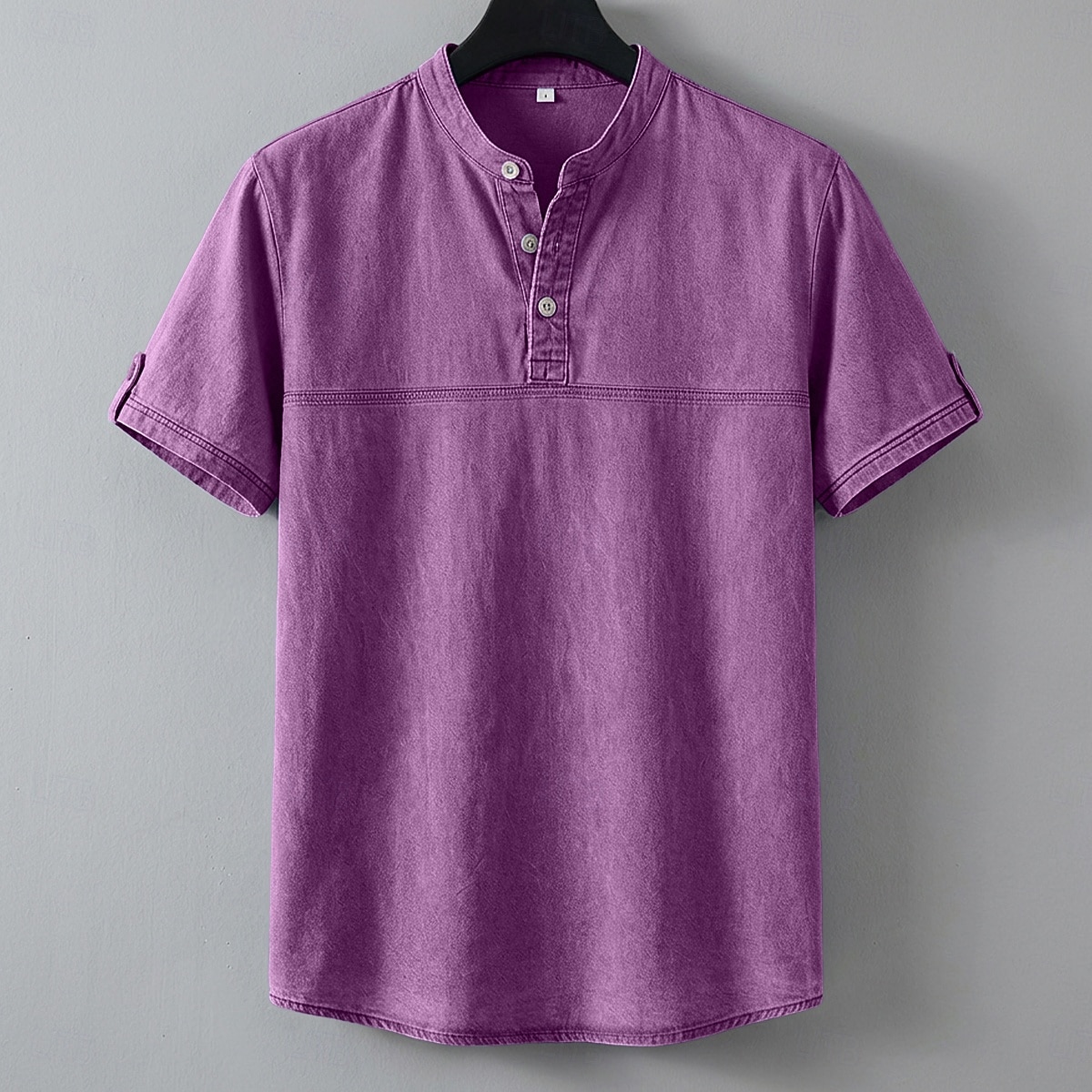 SoftFade™ Pánská Henley košile 100% bavlna košile s kyselinovým praním krátký rukáv jednobarevná retro vintage casual vintage styl ručně barvená bledá Henley casual léto jaro podzim fialová Henley 2026 - $31.99 –P9