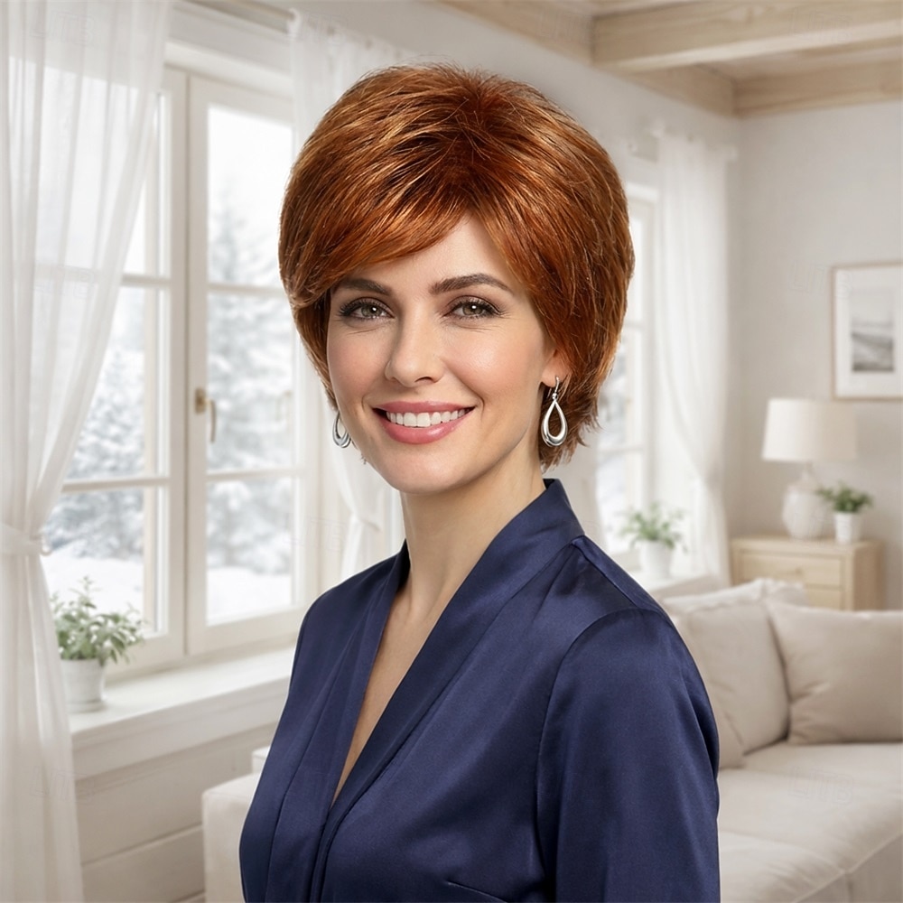 szykowna krótka peruka dla kobiet - elegancki bob ze srebrnymi warstwami 2026 - $32.99 –P5