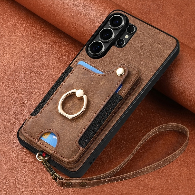 Phone Case For Samsung Galaxy S26 S25 Edge S24 S23 FE S22 Plus  Ultra A56 A36 A26 A16 A06 Wallet Case with Wrist Strap Shockproof TPU PU Leather 2026 - $17.99 –P18