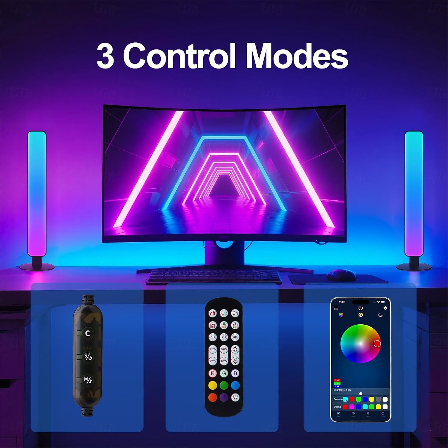 2 Packs RGB Gaming Ambient Lights, Sound-Activated LED Desk Lamps, Wireless WiFi Smart Night Lights for PC, Desktop, Gaming Room, Voice-Controlled LED Mood Lighting 2026 - $26.99 –P7