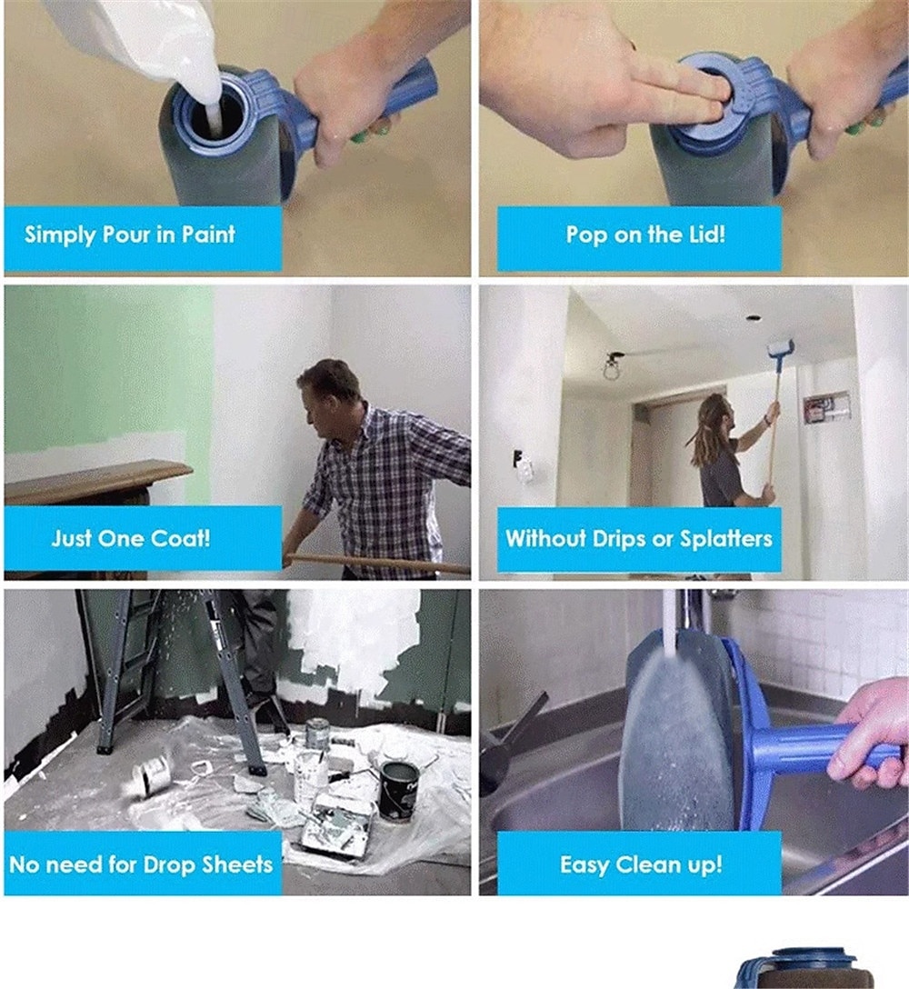Paint Roller Brush With Extension Rod - Handheld Paint Roller - Cleaning Paint Roller - Roller Tool For Painting Room Walls Ceilings Floors 2026 - $25.99 –P9