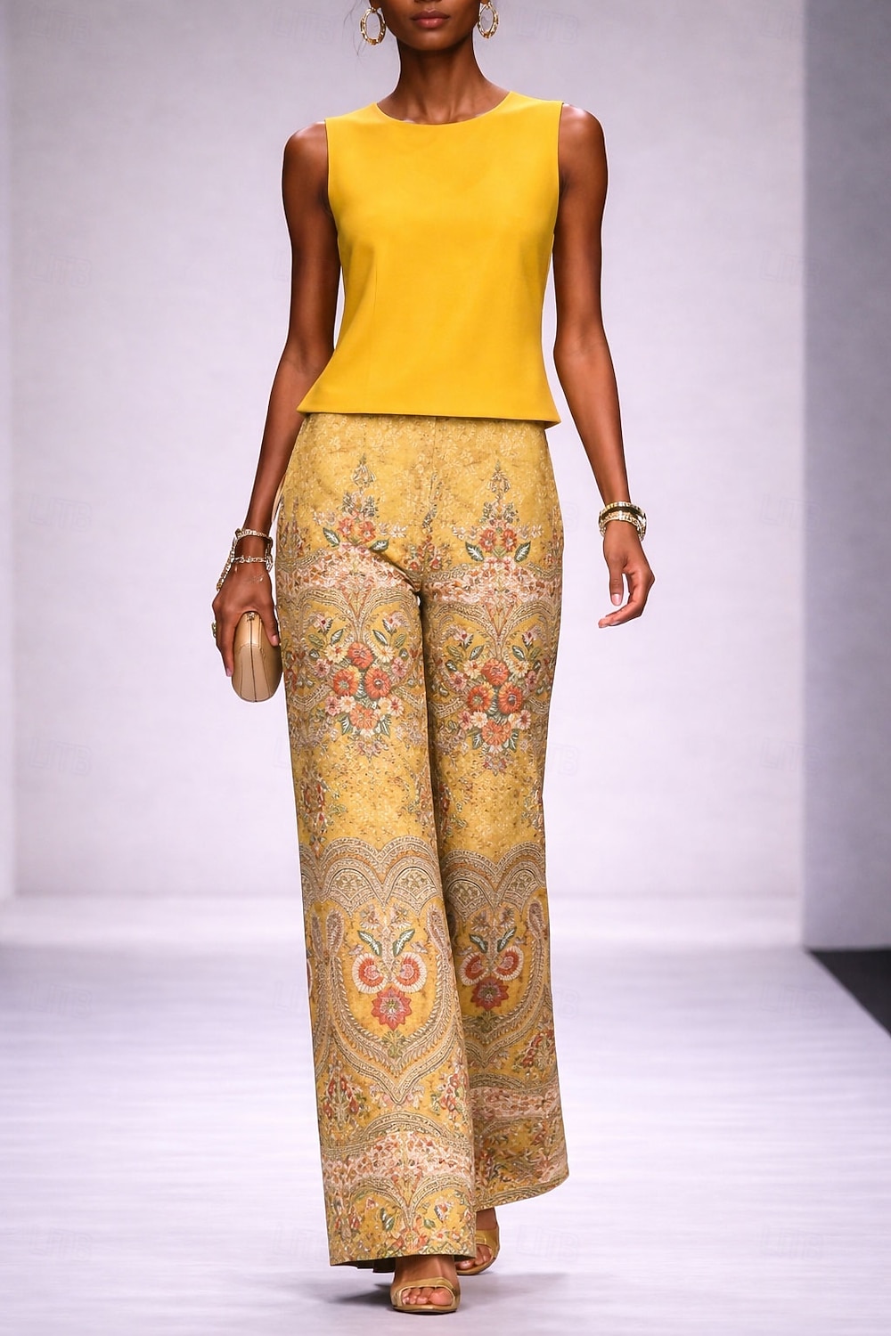 Mulheres Conjuntos de calças Sem Manga Gola Redonda Floral Gráfico Estampado Cashemere Elegante Férias Diário Casual Diário Formal Azul Amarelo Vermelho Primavera Verão Normal Ajuste Largo de 2026 por $49.99 –P1