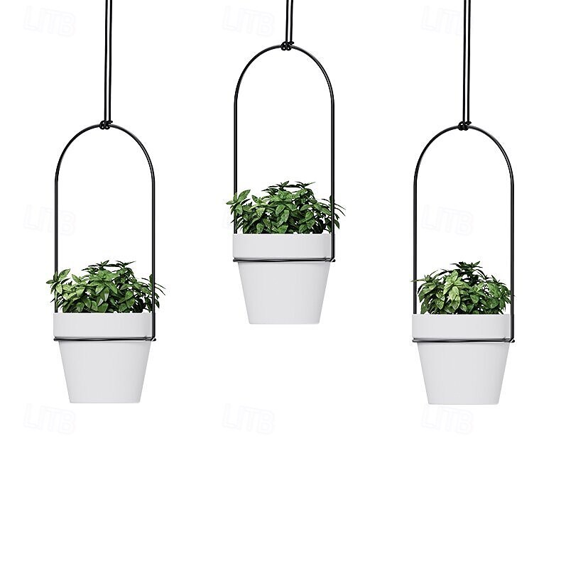 Ensemble de jardinières suspendues réglables pour fenêtre – support pour plantes en tige métallique avec 3 pots pour l'intérieur &Support mural extensible pour plantes d'extérieur, jardinière de 2026 ? $38.99 –P4