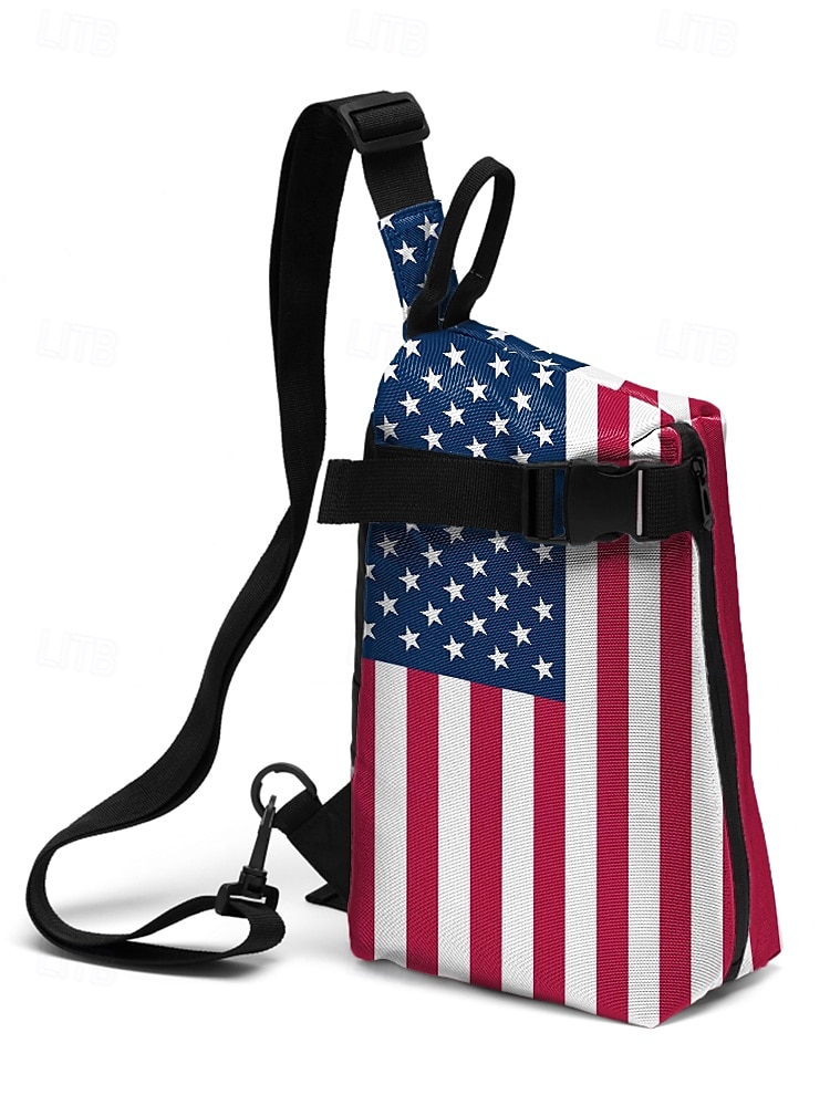 Herrebrystveske i polyester med USA-flagg, stor slyngeryggsekk og justerbar stropp til USAs 250-årsjubileum, uavhengighetsdagen, fritidsklær og utendørssport 2026 - $24.99 –P5