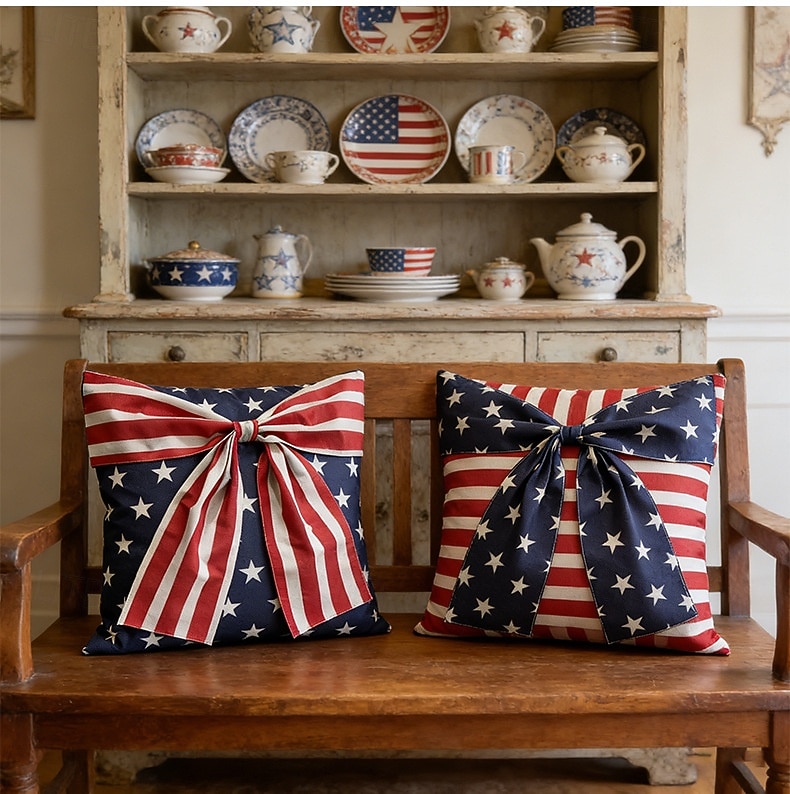 250ή επέτειος των ΗΠΑ, κάλυμμα μαξιλαριού με σχέδιο φιόγκου, αναμνηστική διακόσμηση αυλής 1776-2026 για πατριωτικό εορτασμό, ημιπεντηκονταετία, 4η Ιουλίου, ημέρα ανεξαρτησίας, διακόσμηση καναπέ 2 τεμαχίων ή 4 τεμαχίων 2026 - $15.49 –P3