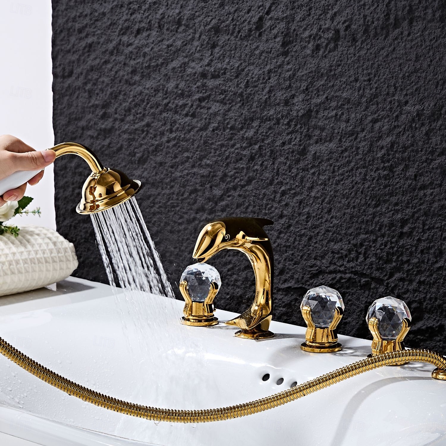 Basin Faucet Basin Faucet, Total Brass Dolphin Bathroom Faucet, Widespread Sink Faucet, 5 Hole Hot and Cold Water Tap 2026 - €401.63 –P1