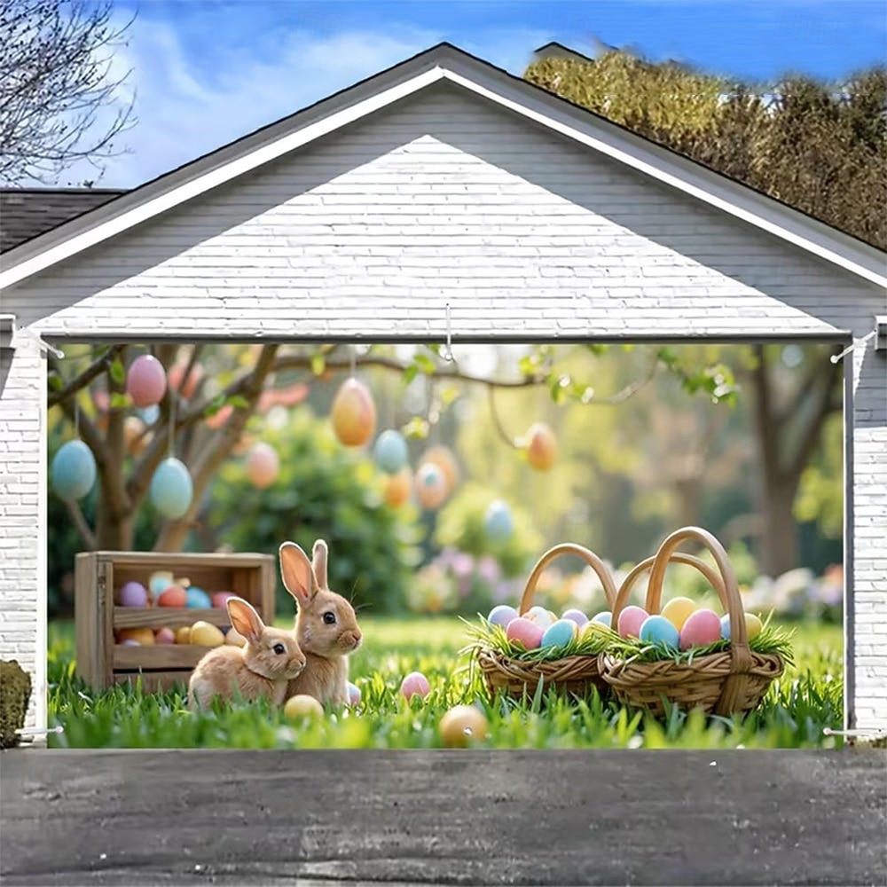 Пасха Крышка гаражной двери Большое Подвесное Rabbit Винтаж 3D Вечеринка На открытом воздухе Фоны для съемки Входная дверь Домашний декор 2026 - $49.99 –P2