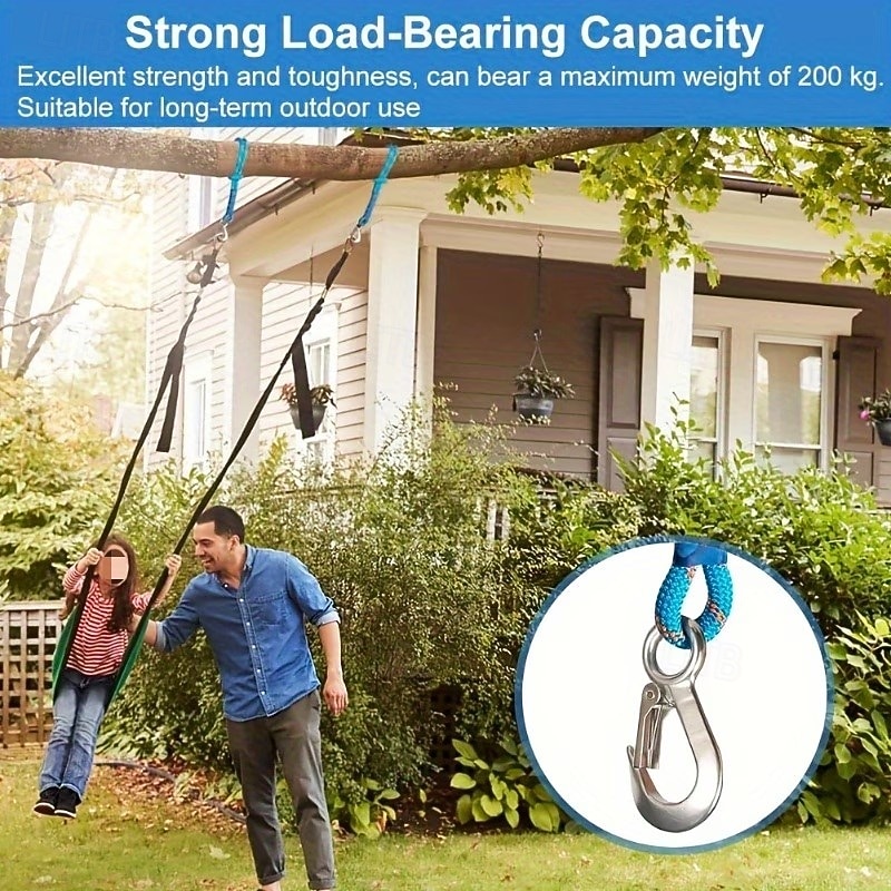 2pcs Stainless Steel Heavy Duty Hook Ring Swing Hanging Rope, Camping Hammock Rope, Outdoor Swing Yoga Strap, Durable Nylon Material, Suitable for Outdoor Hammocks, Tree Swings, Patio Chairs 2026 - $29.99 –P4
