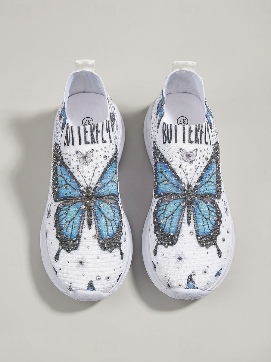 Adidași sport fără mâneci pentru femei cu imprimeu de fluturi, pantofi sport respirabili, ușori și confortabili, pentru călătorii și plimbări în aer liber &purtare de zi cu zi 2026 - $24.99 –P1